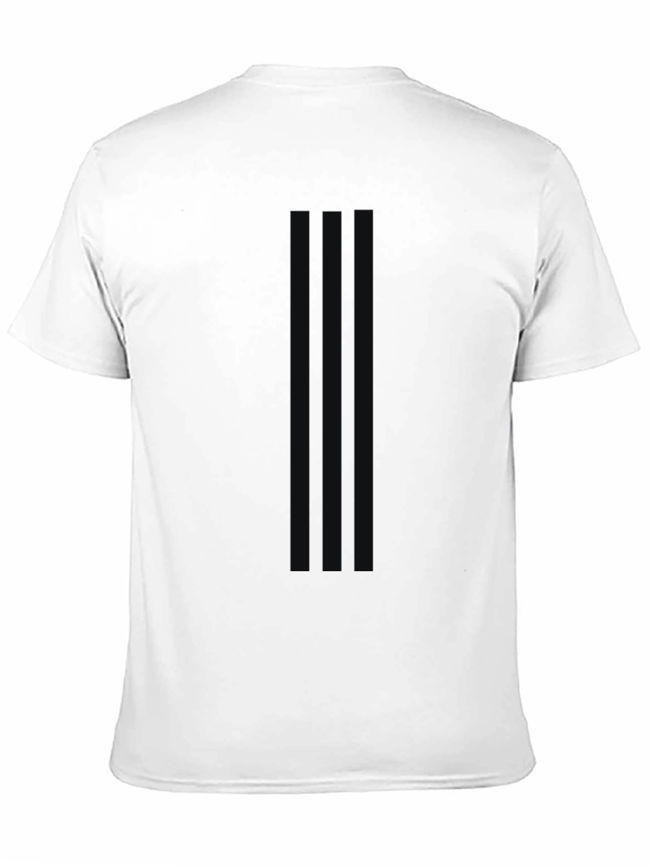 Mens Black Striped Crew Neck Tee