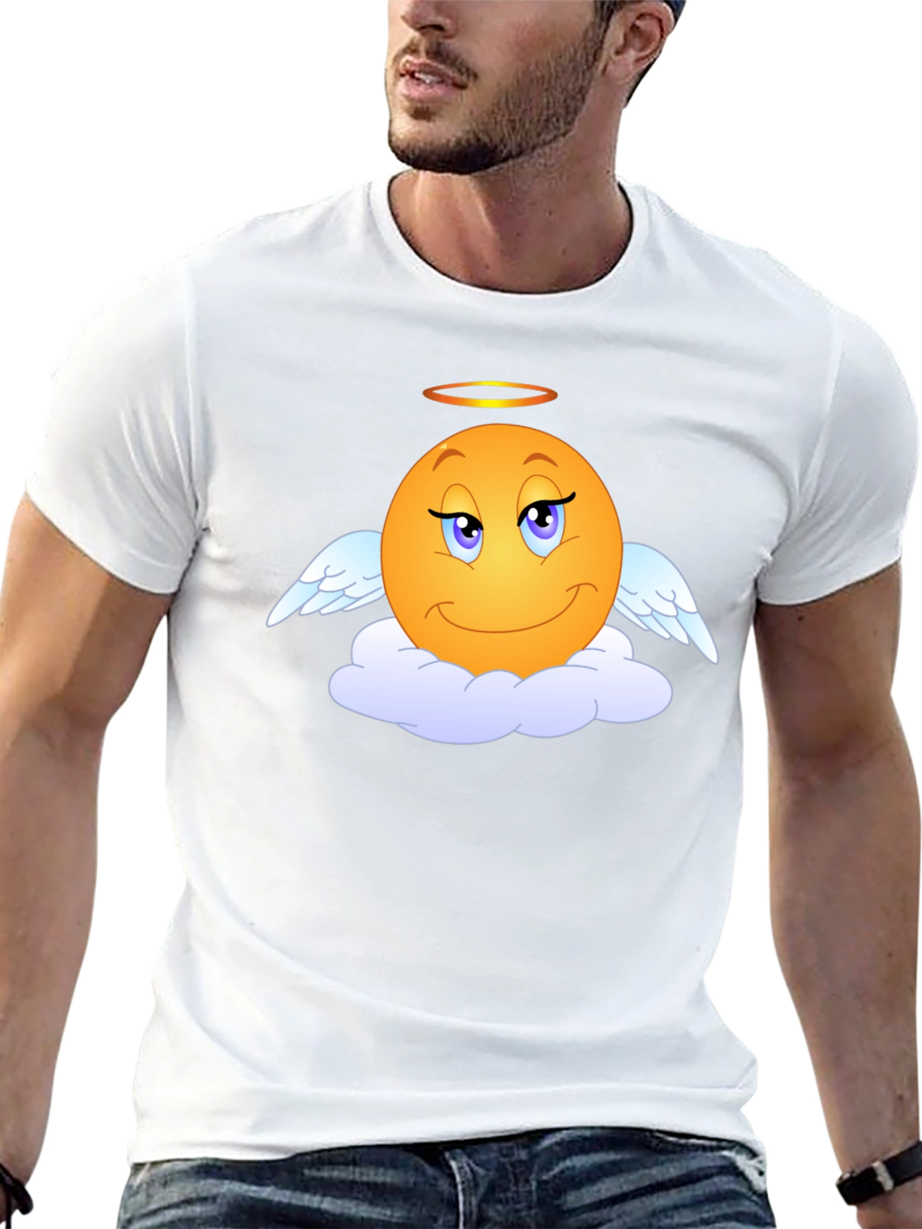 Angel Emoji Graphic Tee - Black T-Shirt