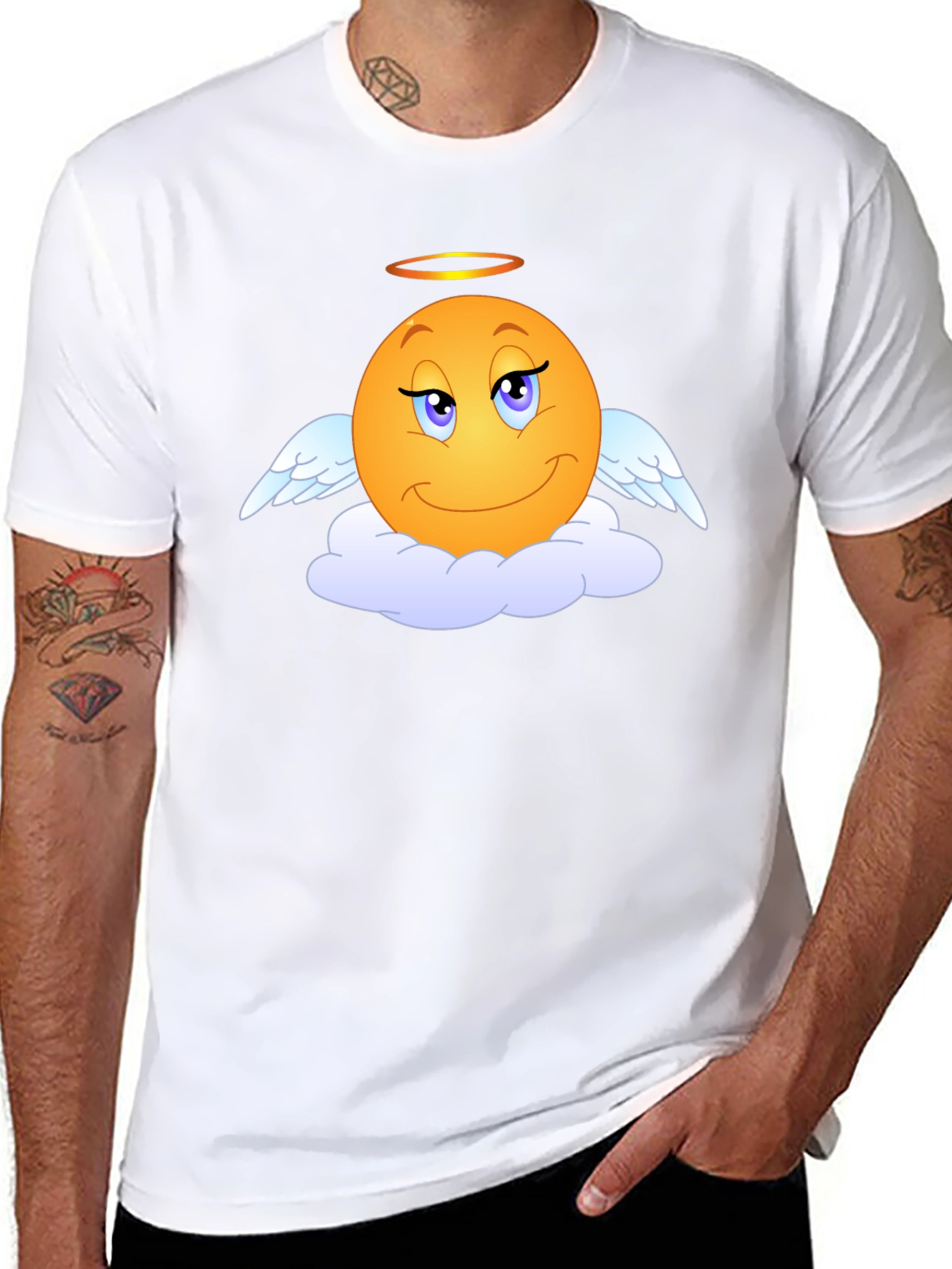 Angel Emoji Graphic Tee - Black T-Shirt