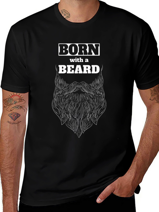 Born With A Beard Graphic Tee - Black T-Shirt