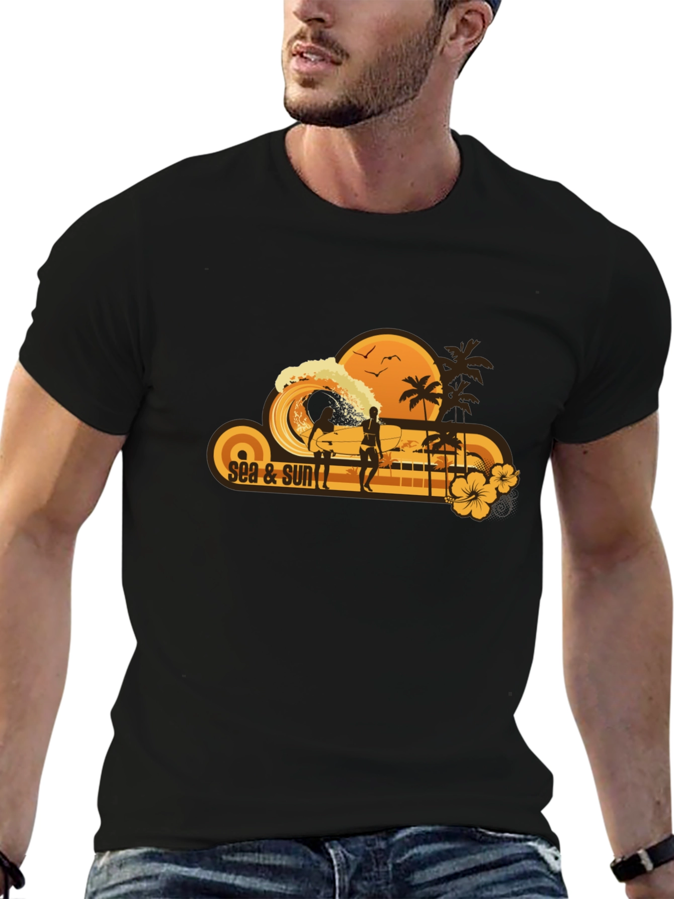 Sea & Sun Graphic T-Shirt Casual Summer Wear