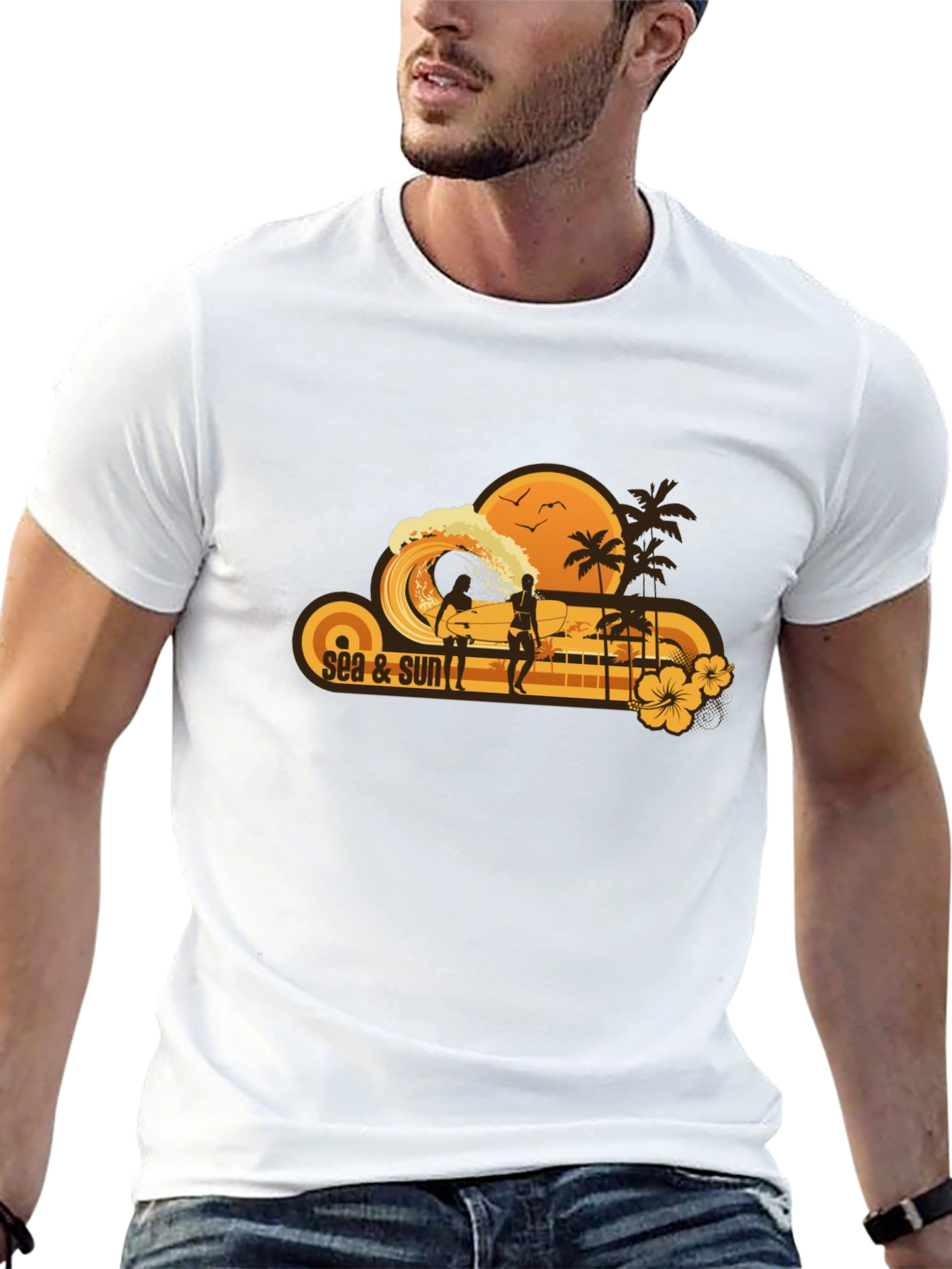 Sea & Sun Graphic T-Shirt Casual Summer Wear