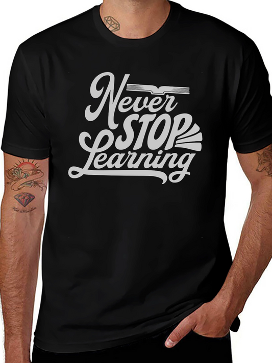 Never Stop Learning Graphic Tee - Black