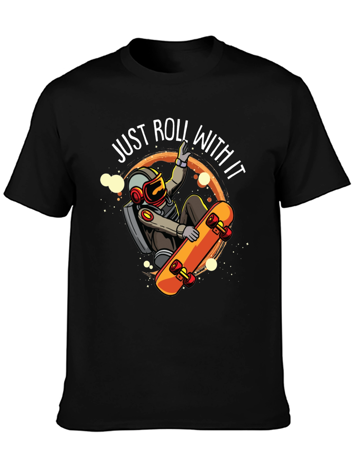 Just Roll With It Astronaut Skateboard Graphic Tee
