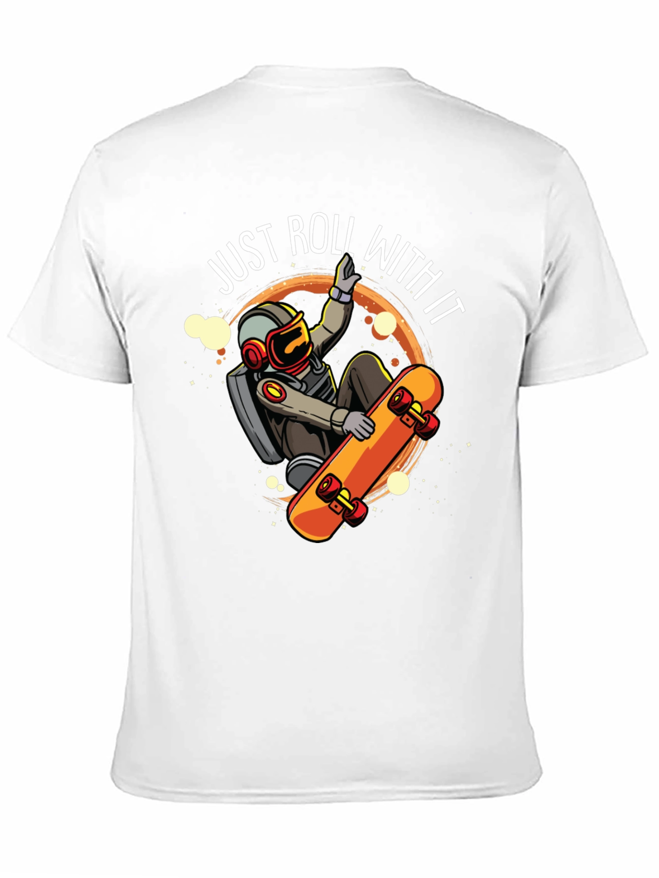 Just Roll With It Astronaut Skateboard Graphic Tee