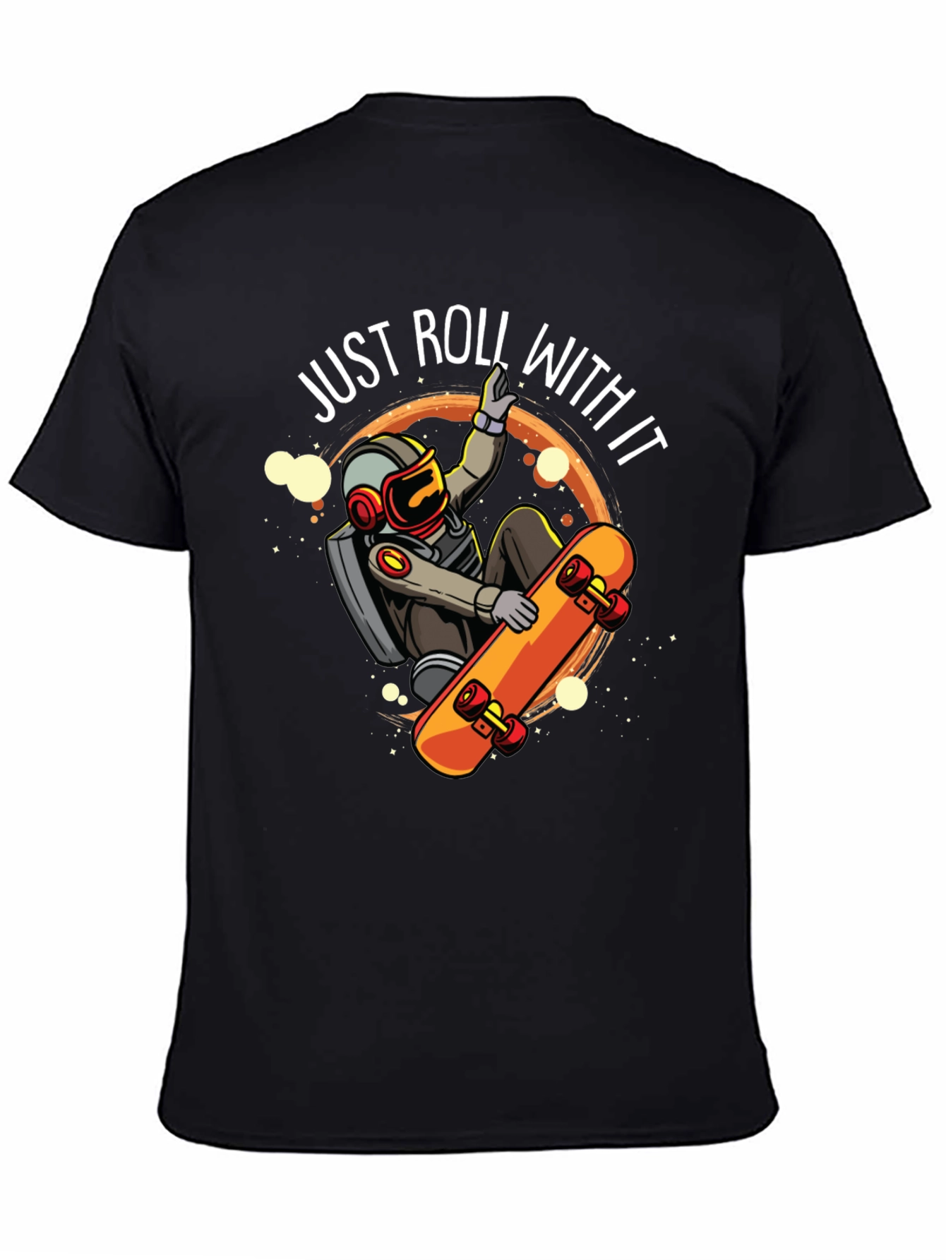 Just Roll With It Astronaut Skateboard Graphic Tee