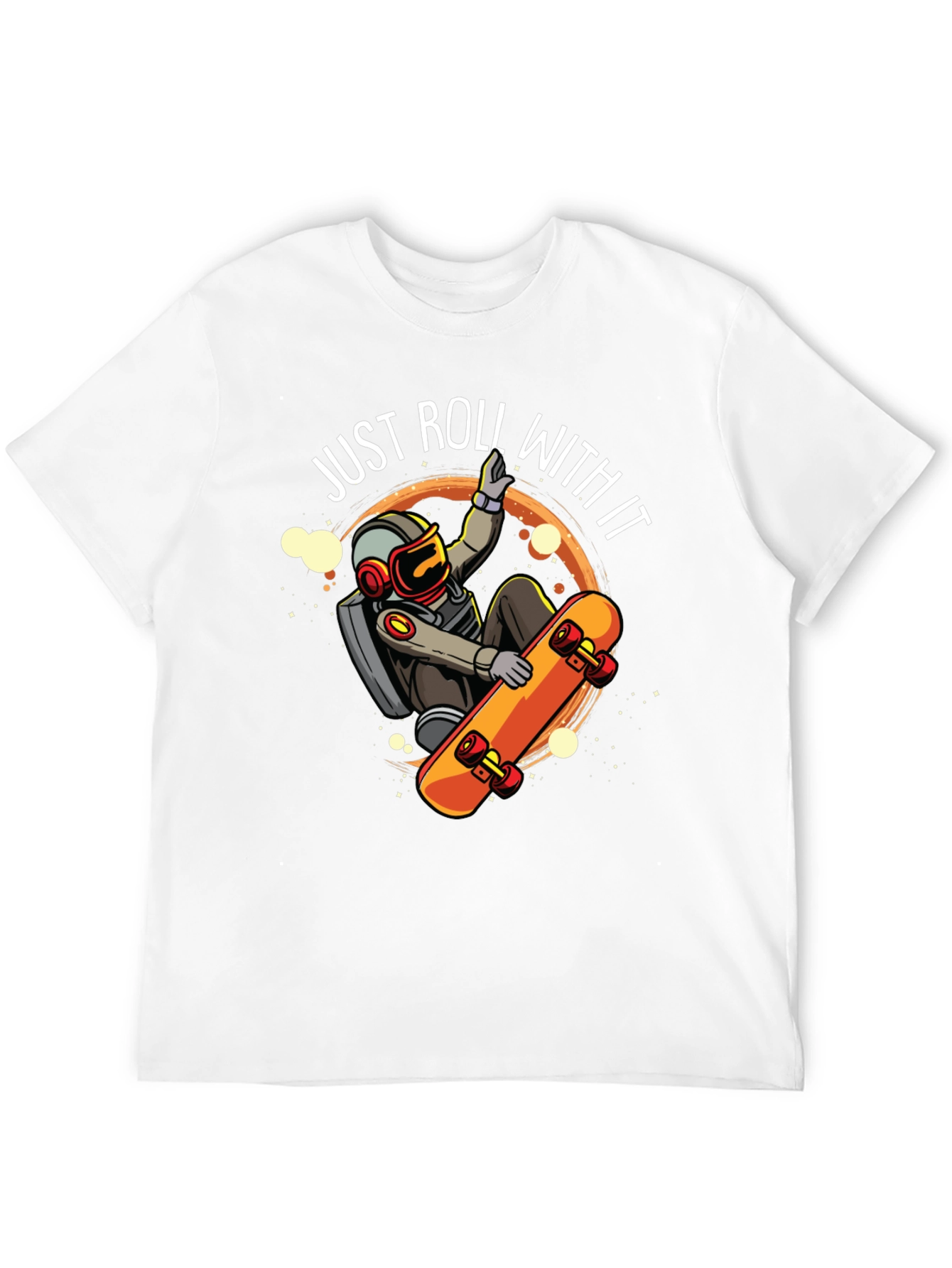 Just Roll With It Astronaut Skateboard Graphic Tee