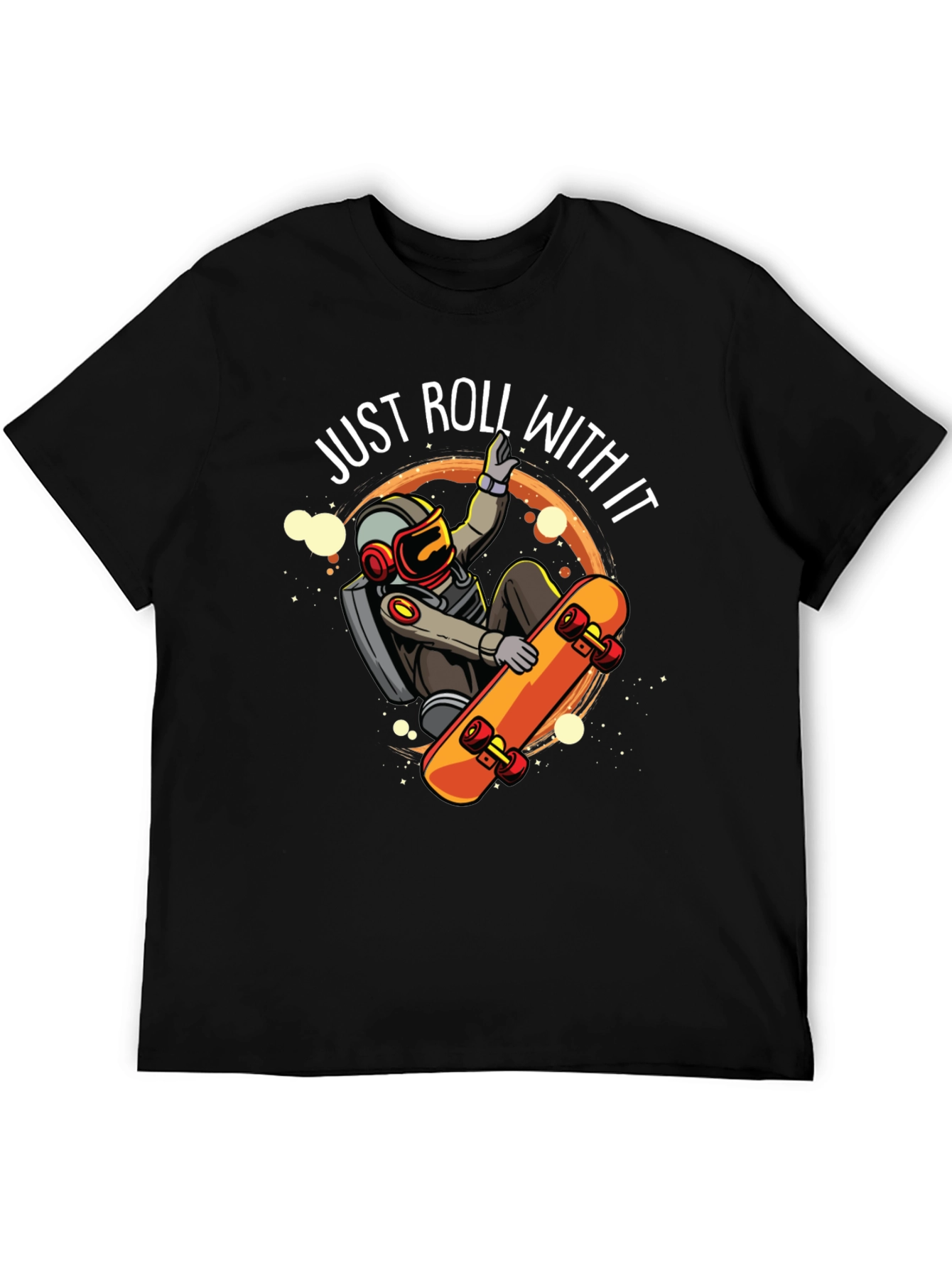 Just Roll With It Astronaut Skateboard Graphic Tee