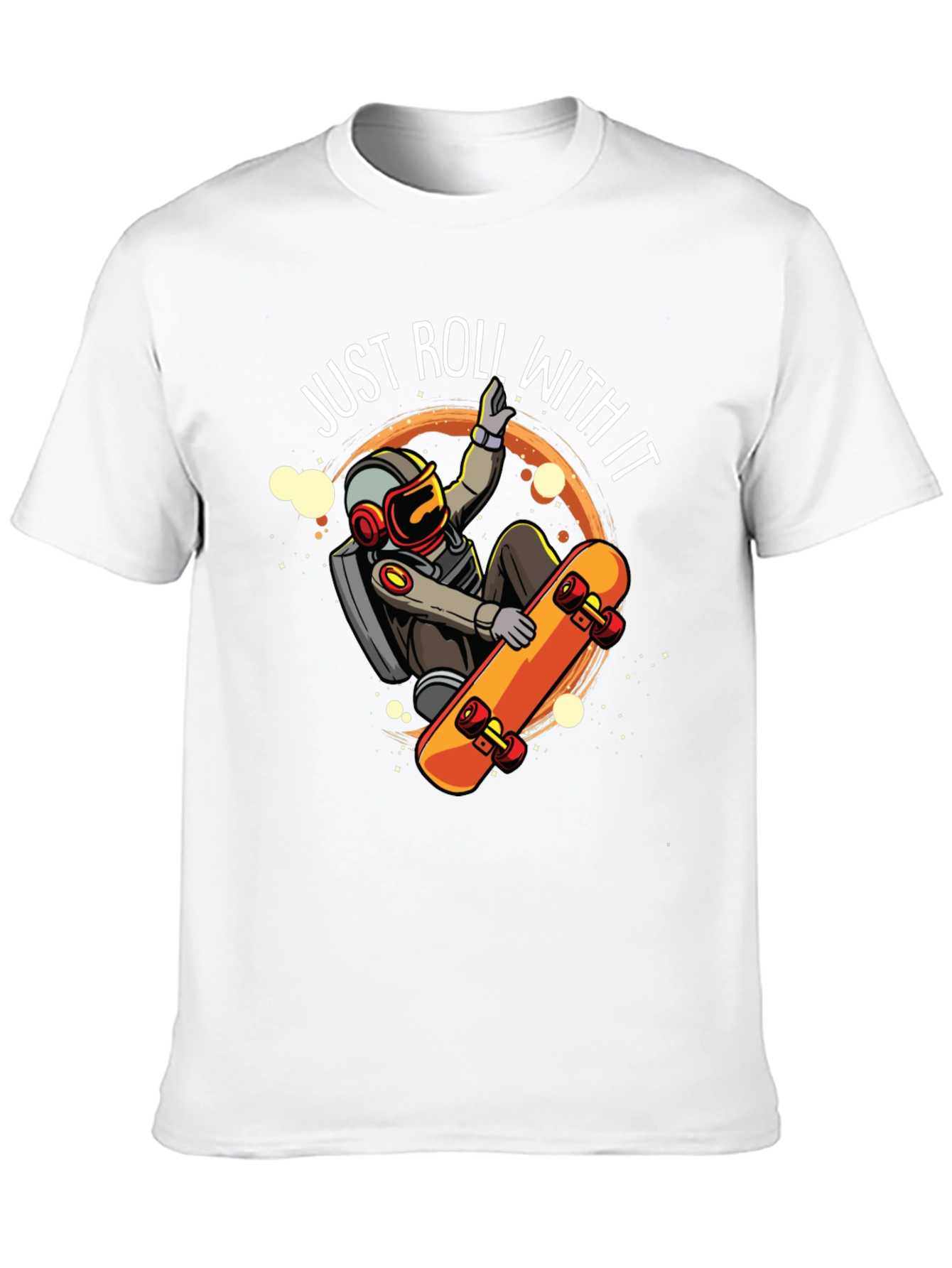 Just Roll With It Astronaut Skateboard Graphic Tee