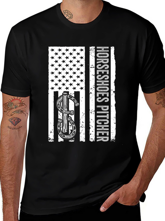 Horseshoes Pitcher American Flag T-Shirt