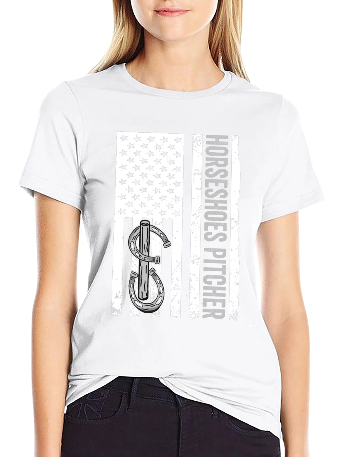 Horseshoes Pitcher American Flag T-Shirt