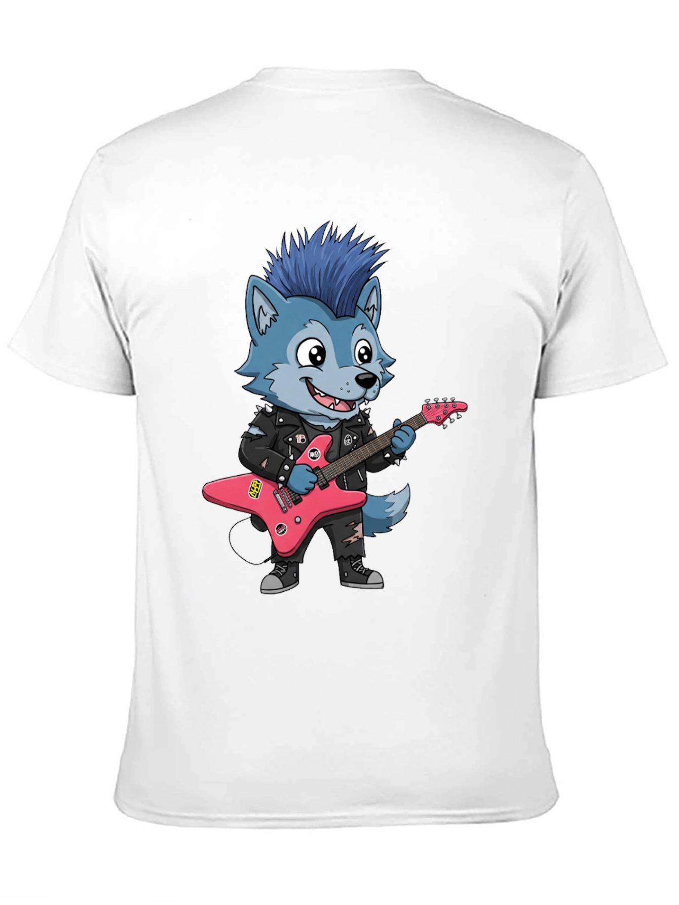 Cool Wolf Rocker Graphic Tee - Black Cotton T-Shirt