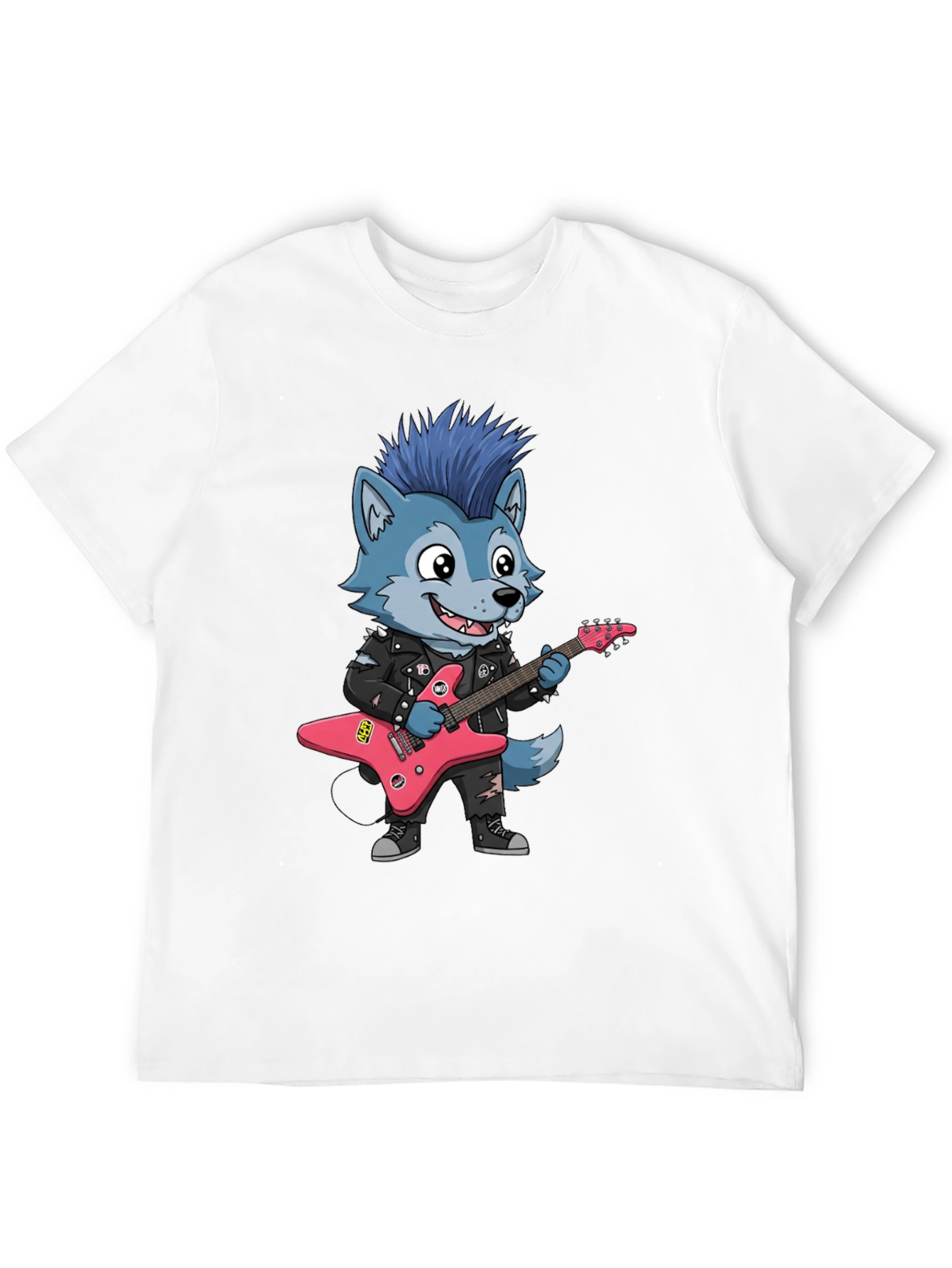 Cool Wolf Rocker Graphic Tee - Black Cotton T-Shirt