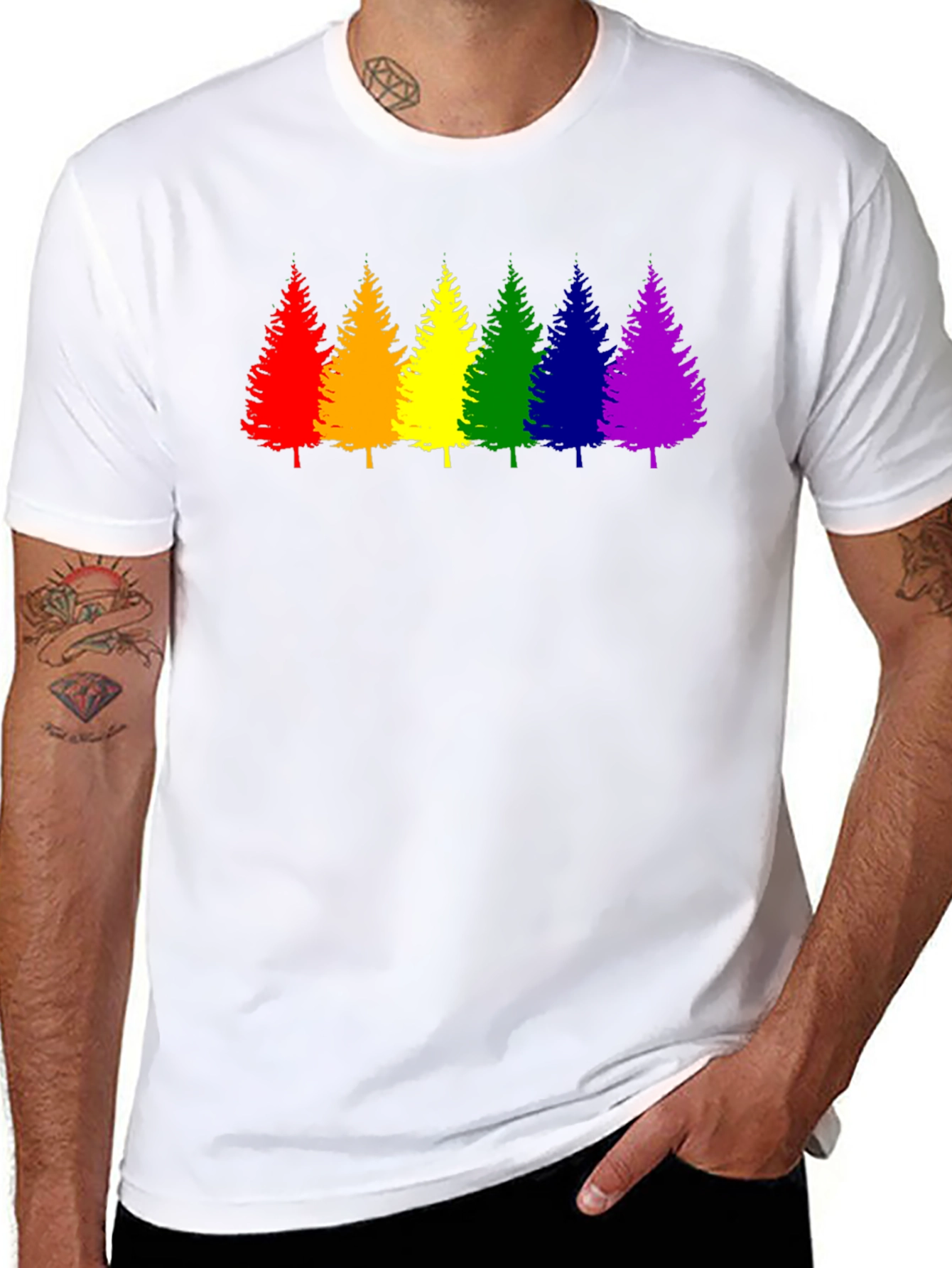 Rainbow Trees Graphic T-Shirt - Pride Style