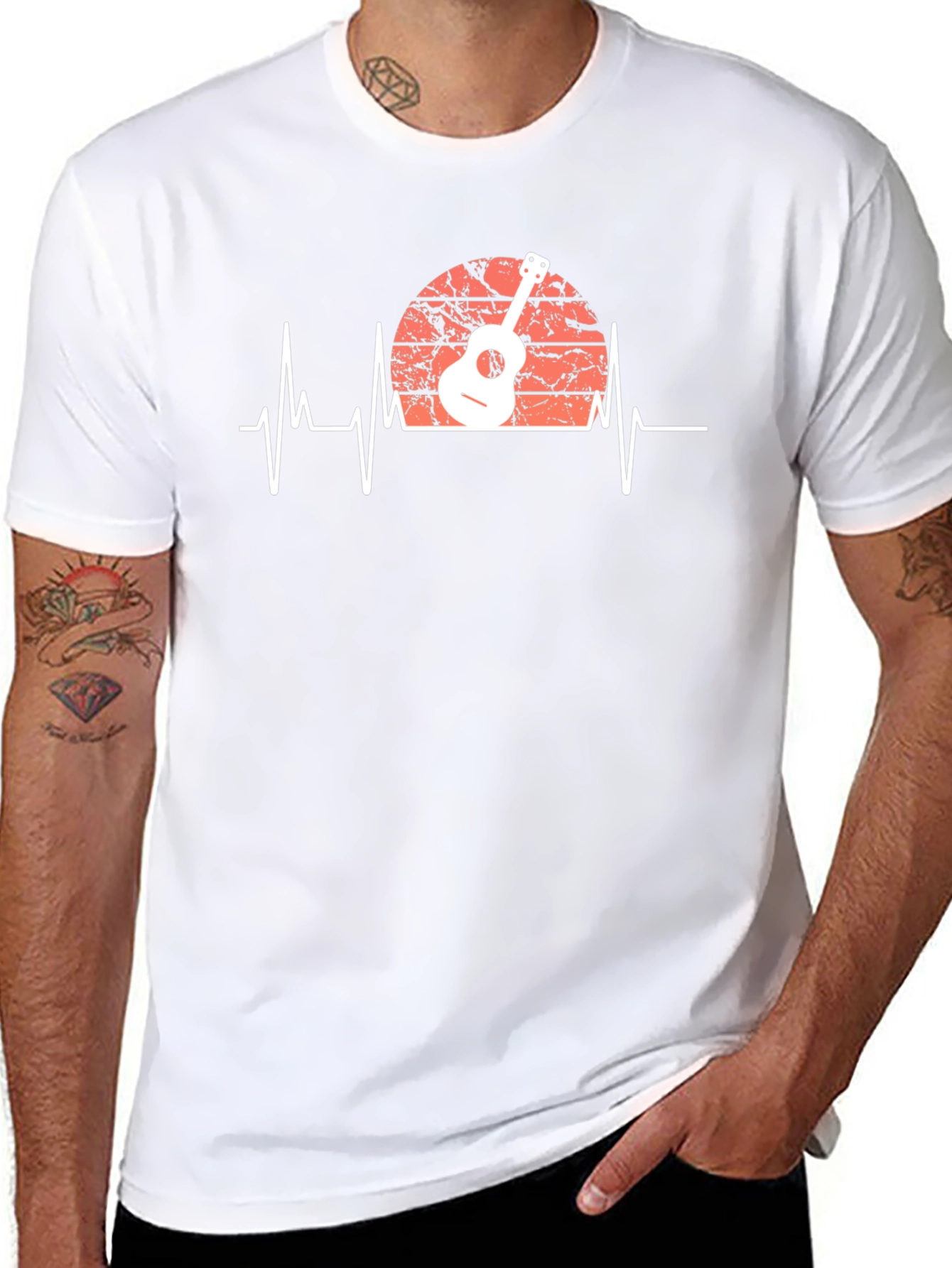 Guitar Heartbeat Graphic Tee - Musician Style
