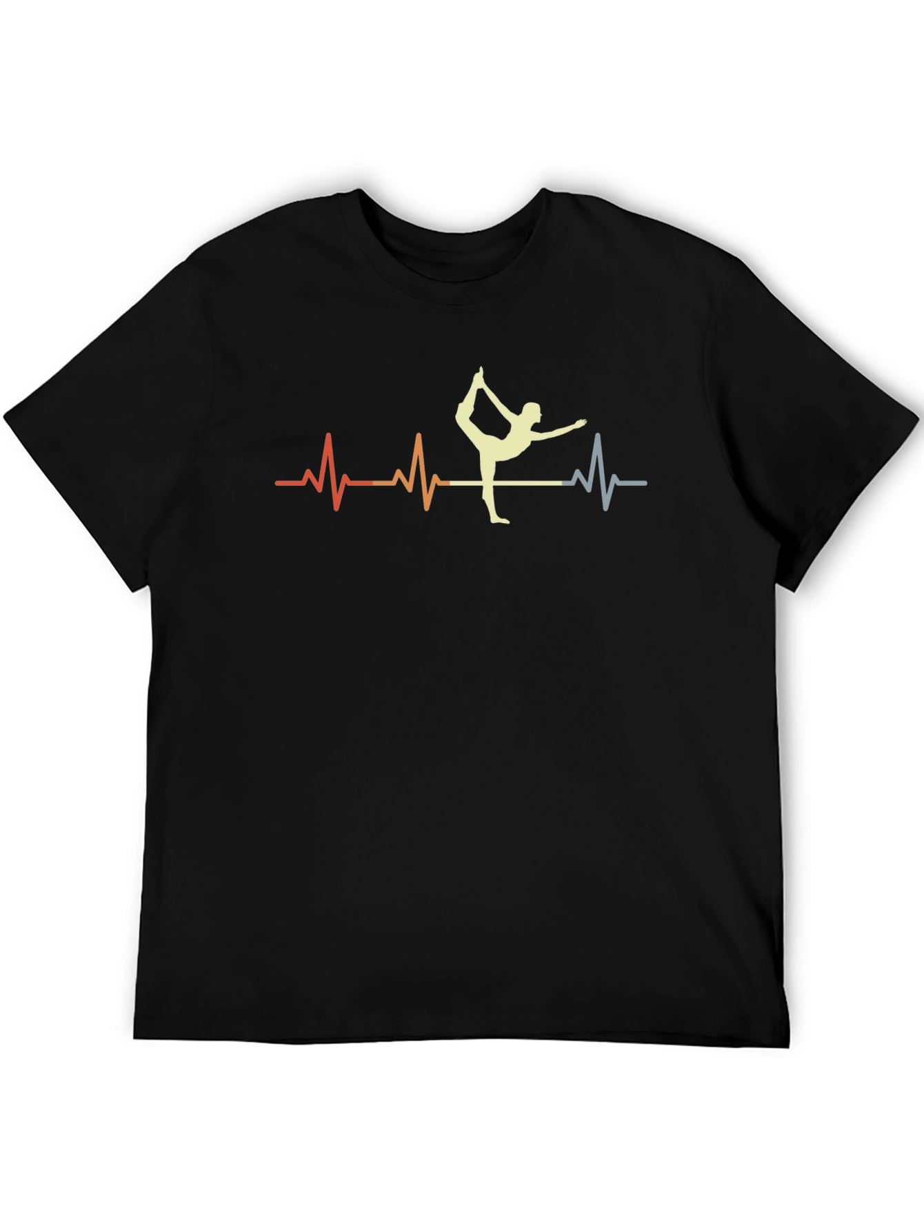 Yoga Heartbeat Graphic T-Shirt - Black