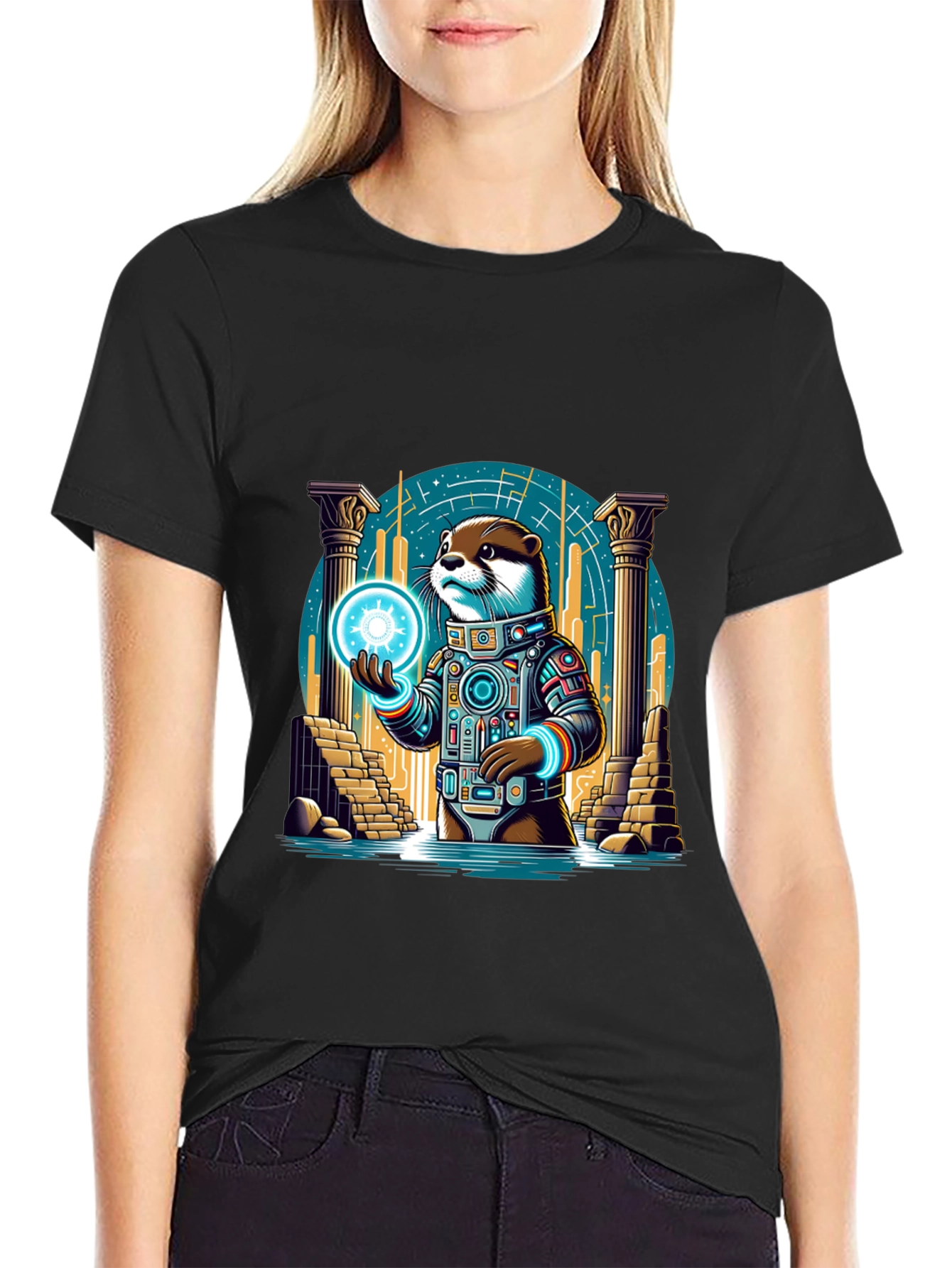Cosmic Otter Graphic Tee - Black