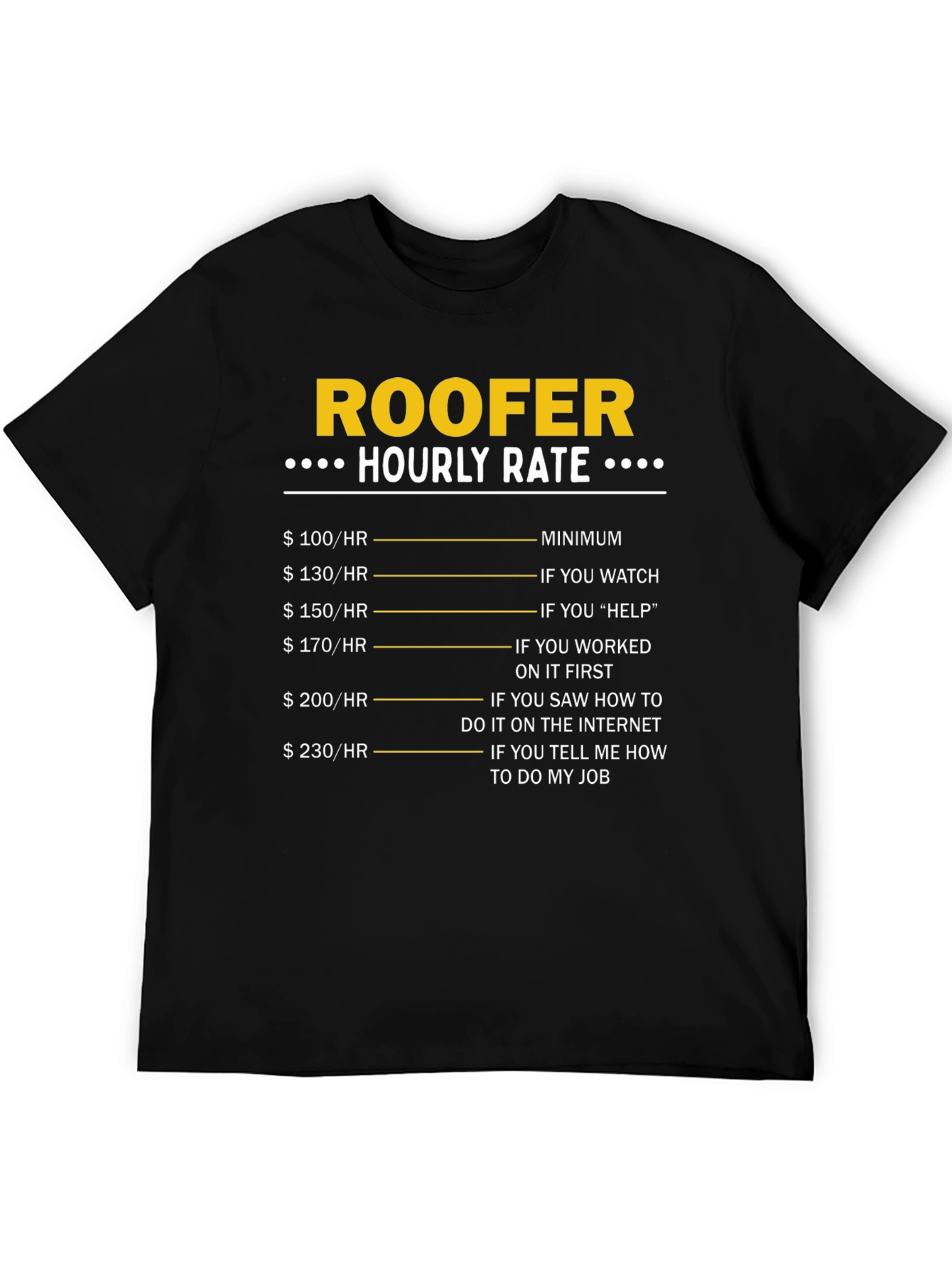 Roofer Hourly Rate Funny T-Shirt