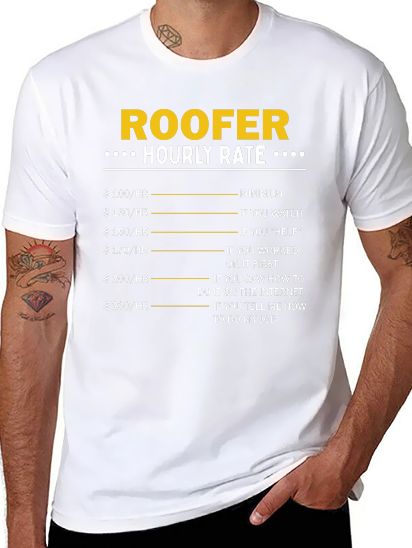 Roofer Hourly Rate Funny T-Shirt
