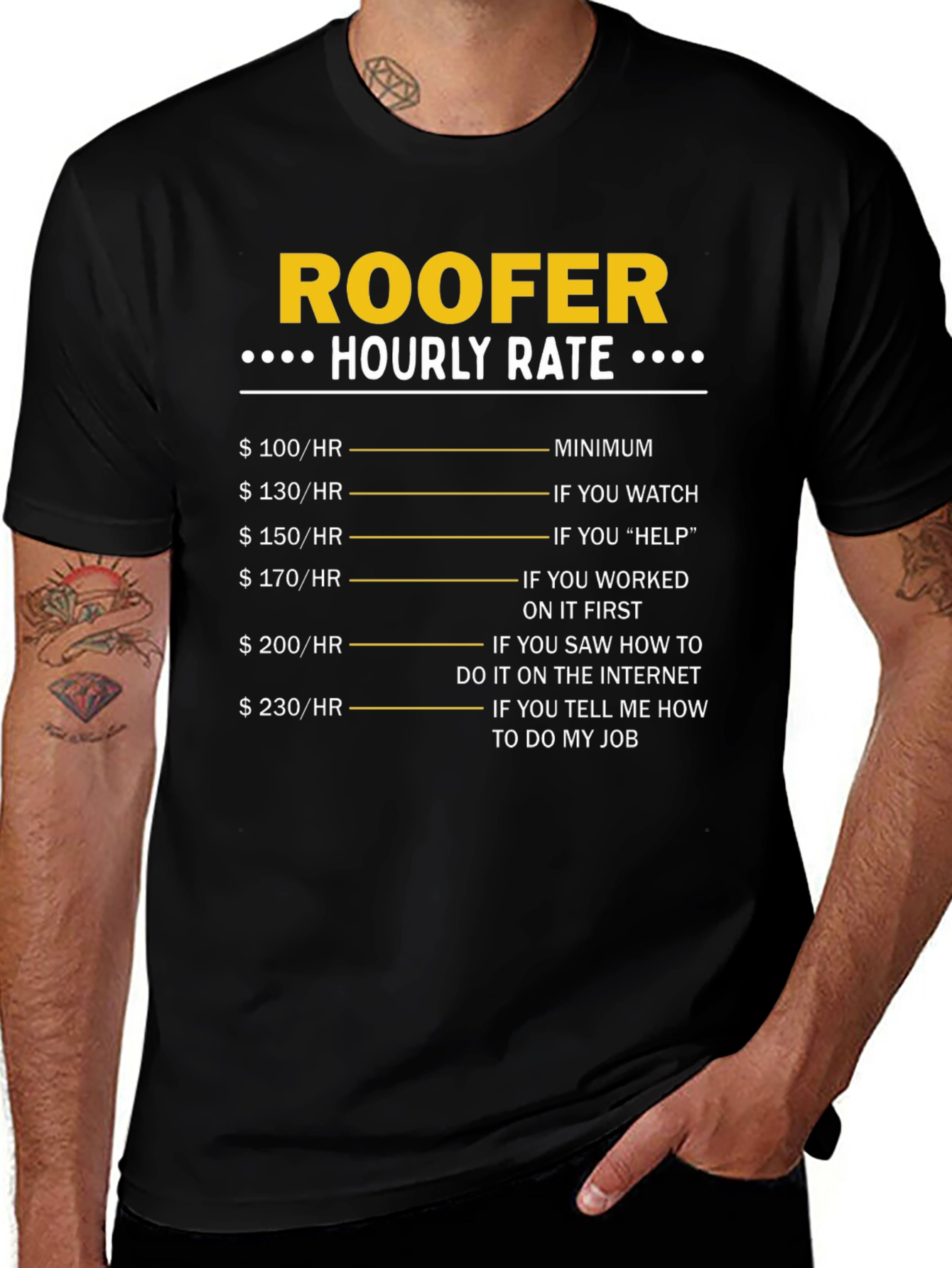Roofer Hourly Rate Funny T-Shirt