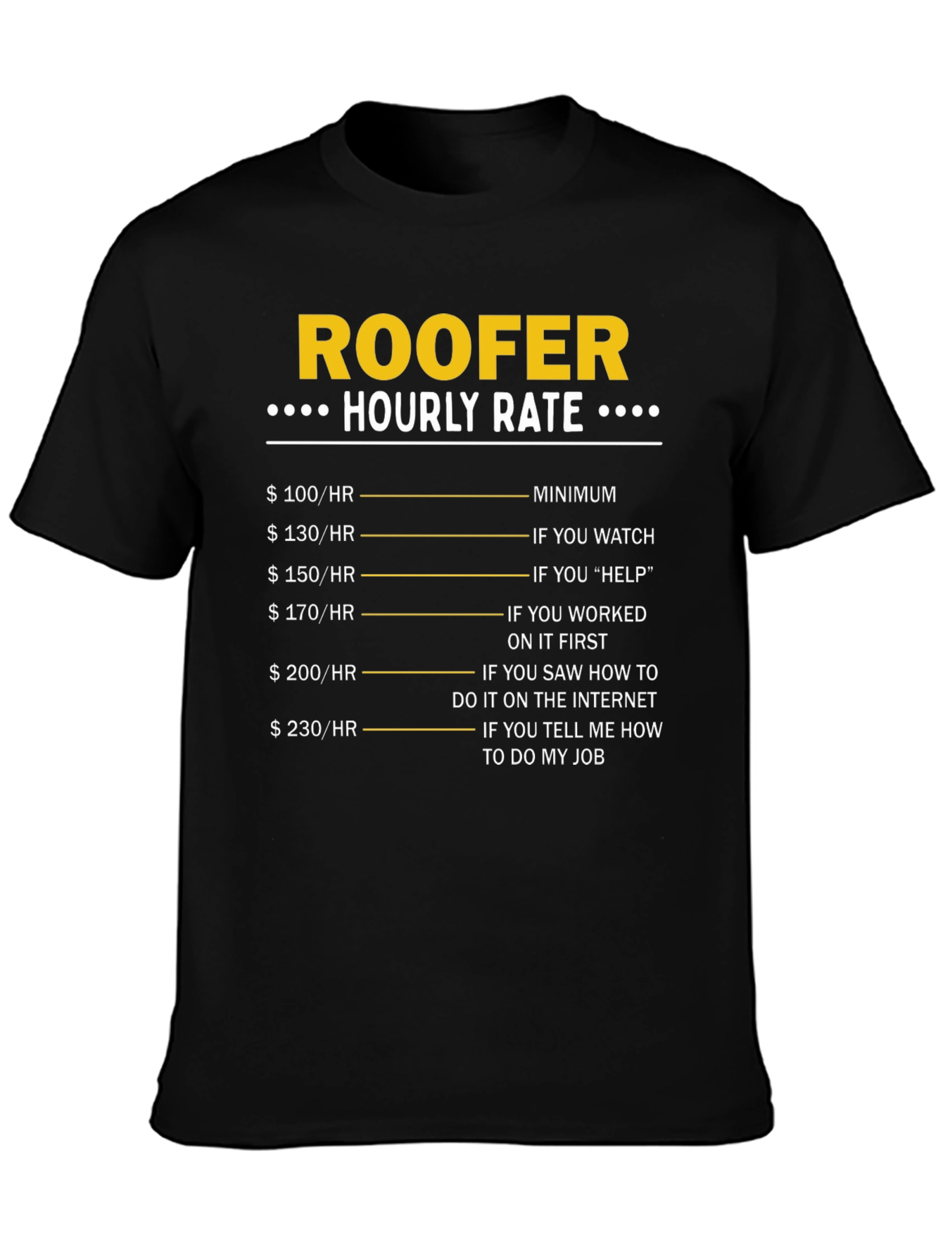 Roofer Hourly Rate Funny T-Shirt