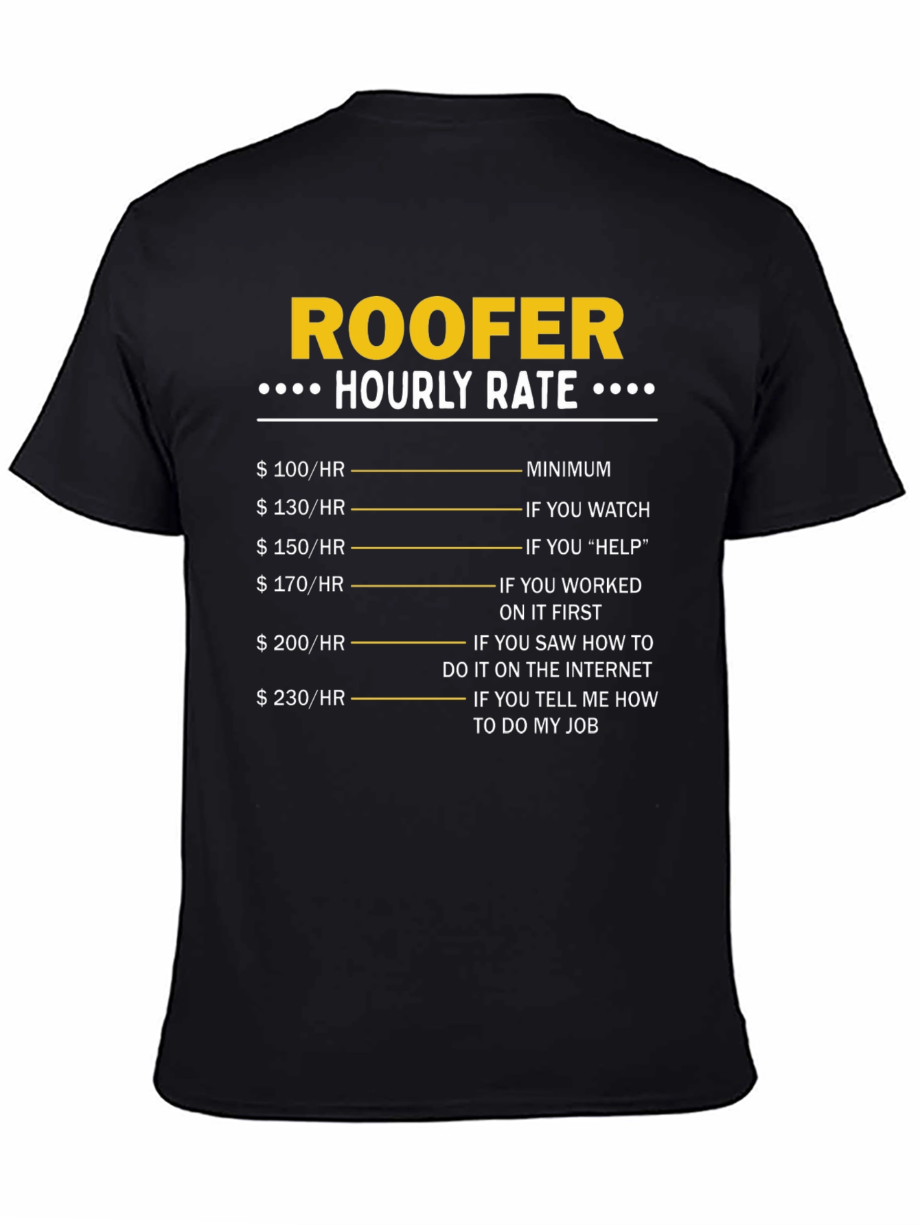Roofer Hourly Rate Funny T-Shirt