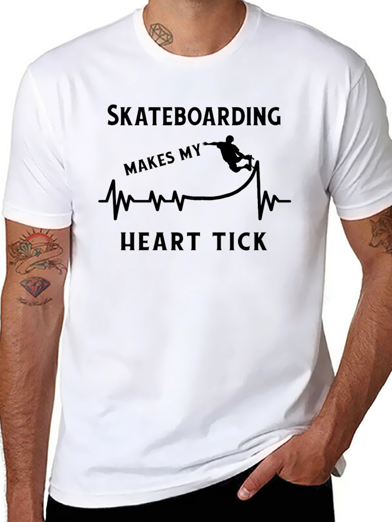 Skateboarding Heartbeat Tee - Passionate Skater Shirt