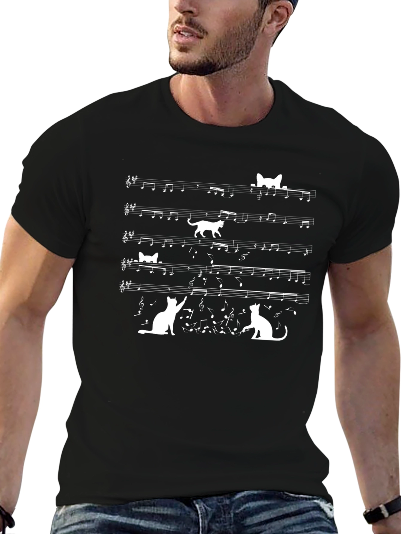 Cat Music Shirt - Black Tee