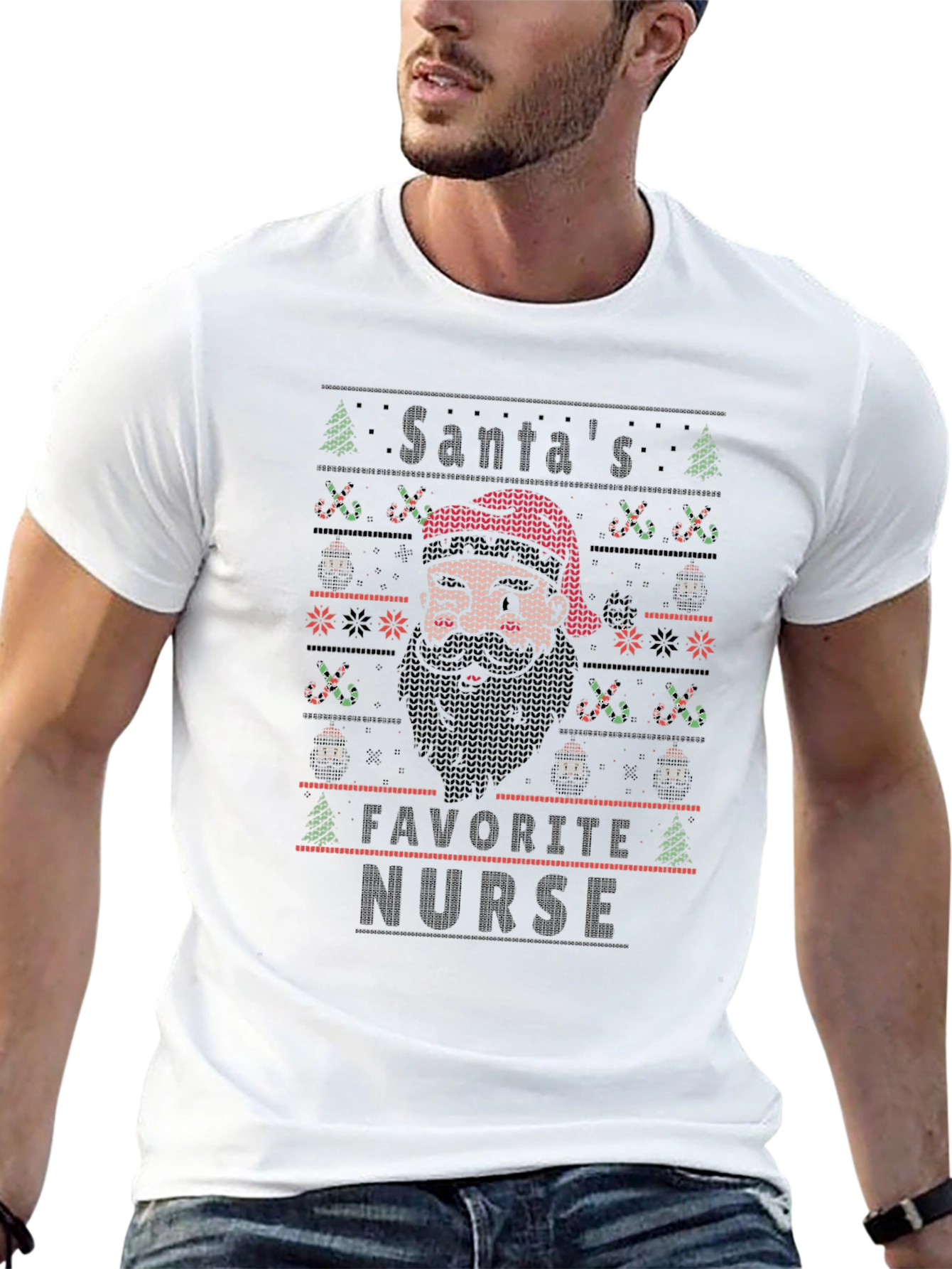 Santas Favorite Nurse Ugly Christmas Sweater T-Shirt