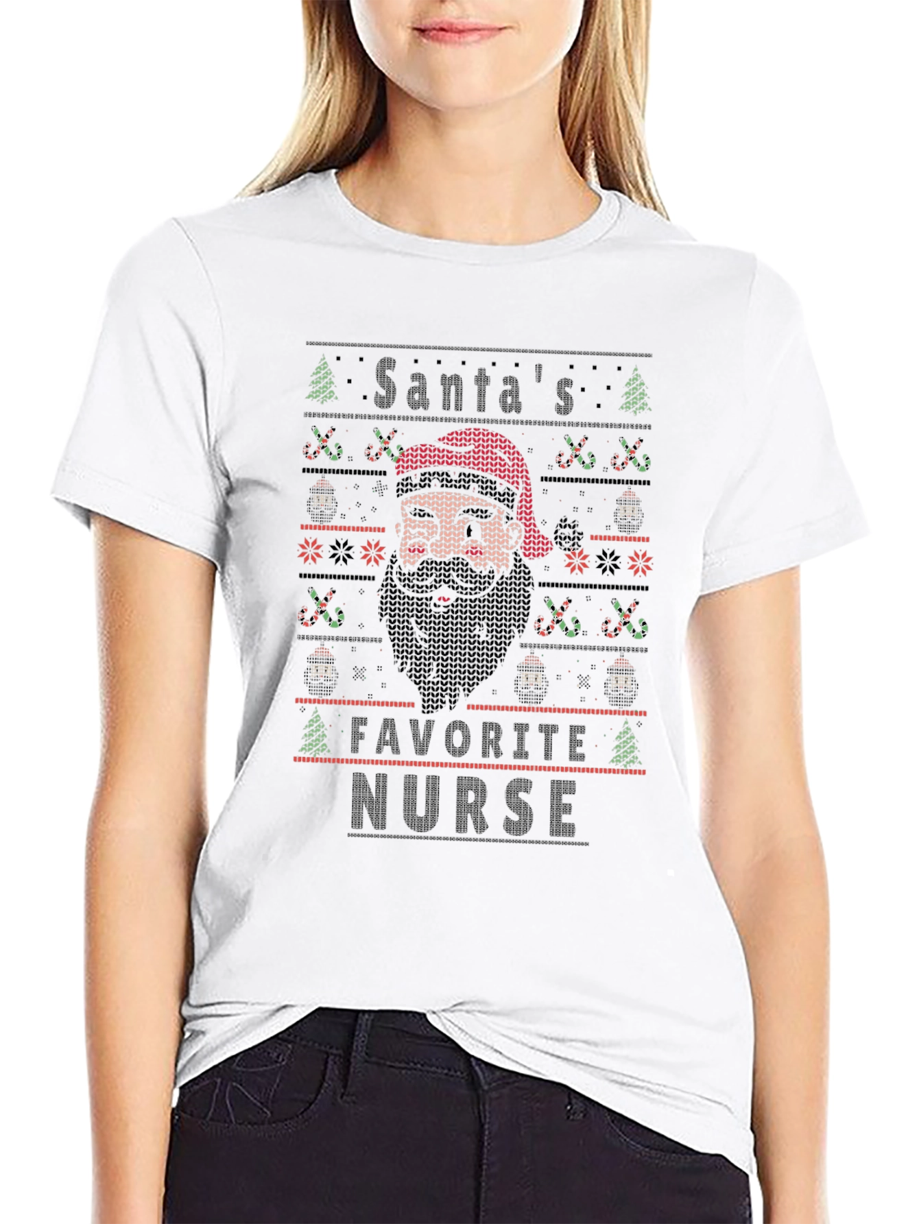 Santas Favorite Nurse Ugly Christmas Sweater T-Shirt