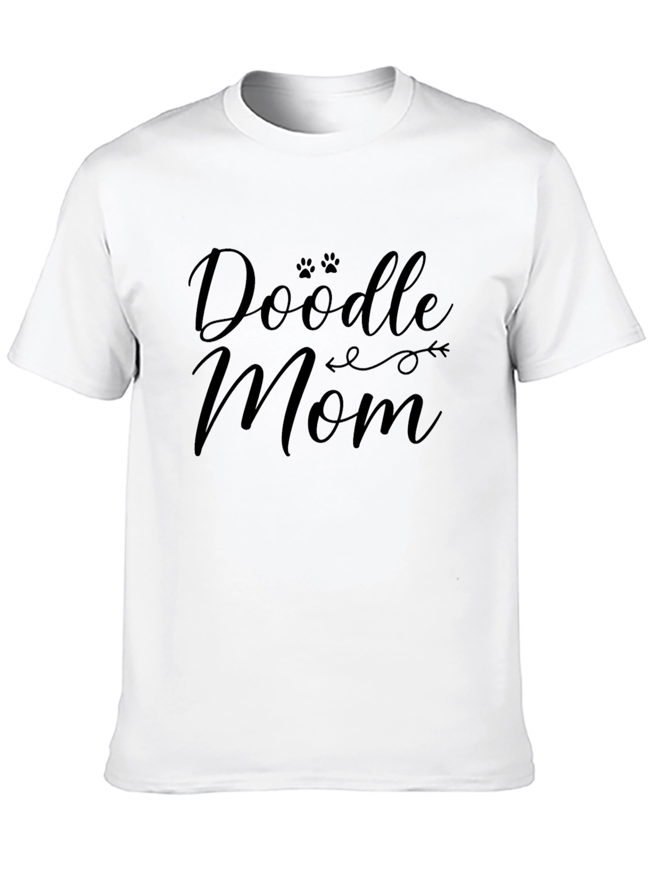 Doodle Mom Black T-Shirt: Paw Print Design