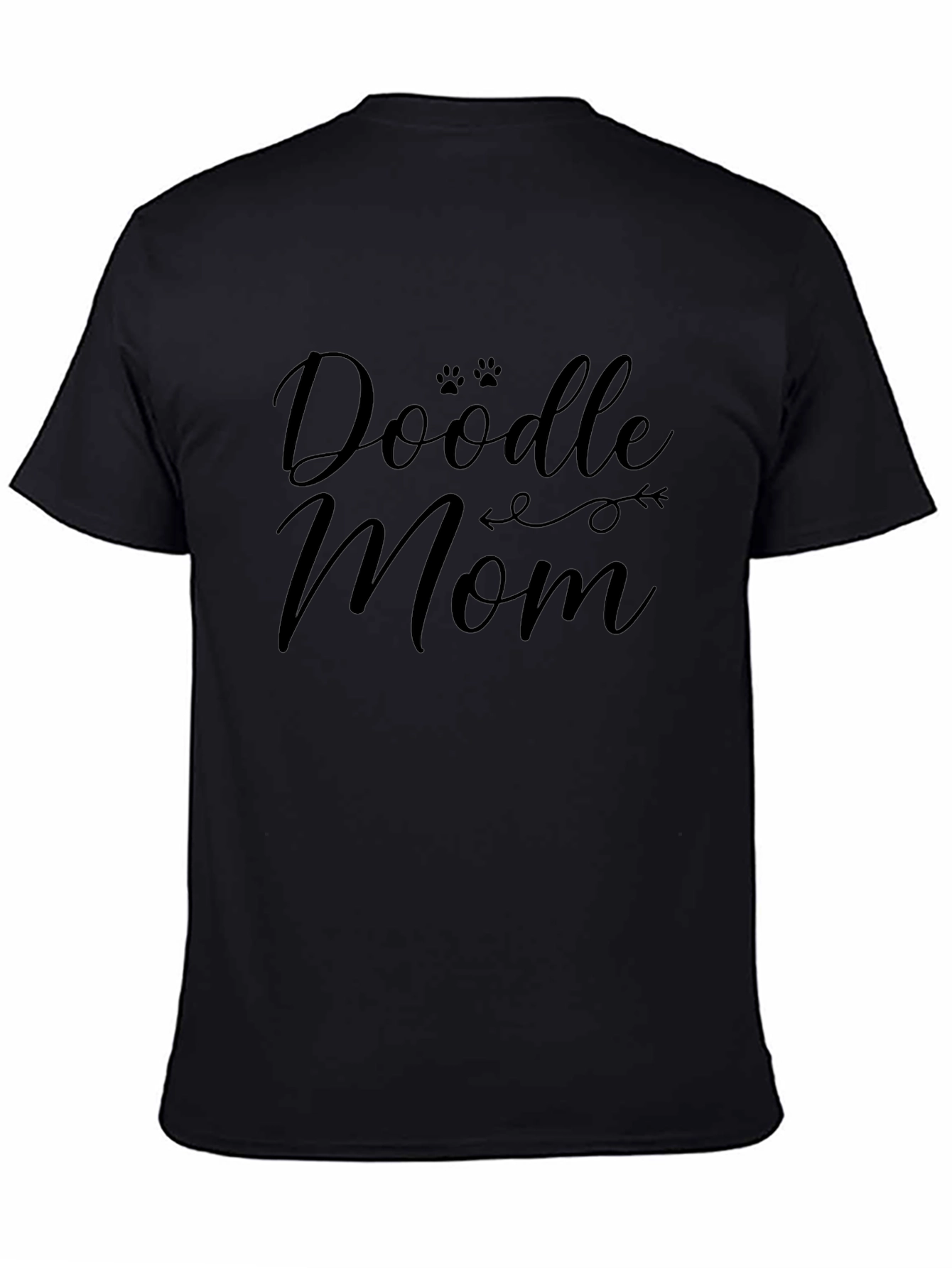 Doodle Mom Black T-Shirt: Paw Print Design