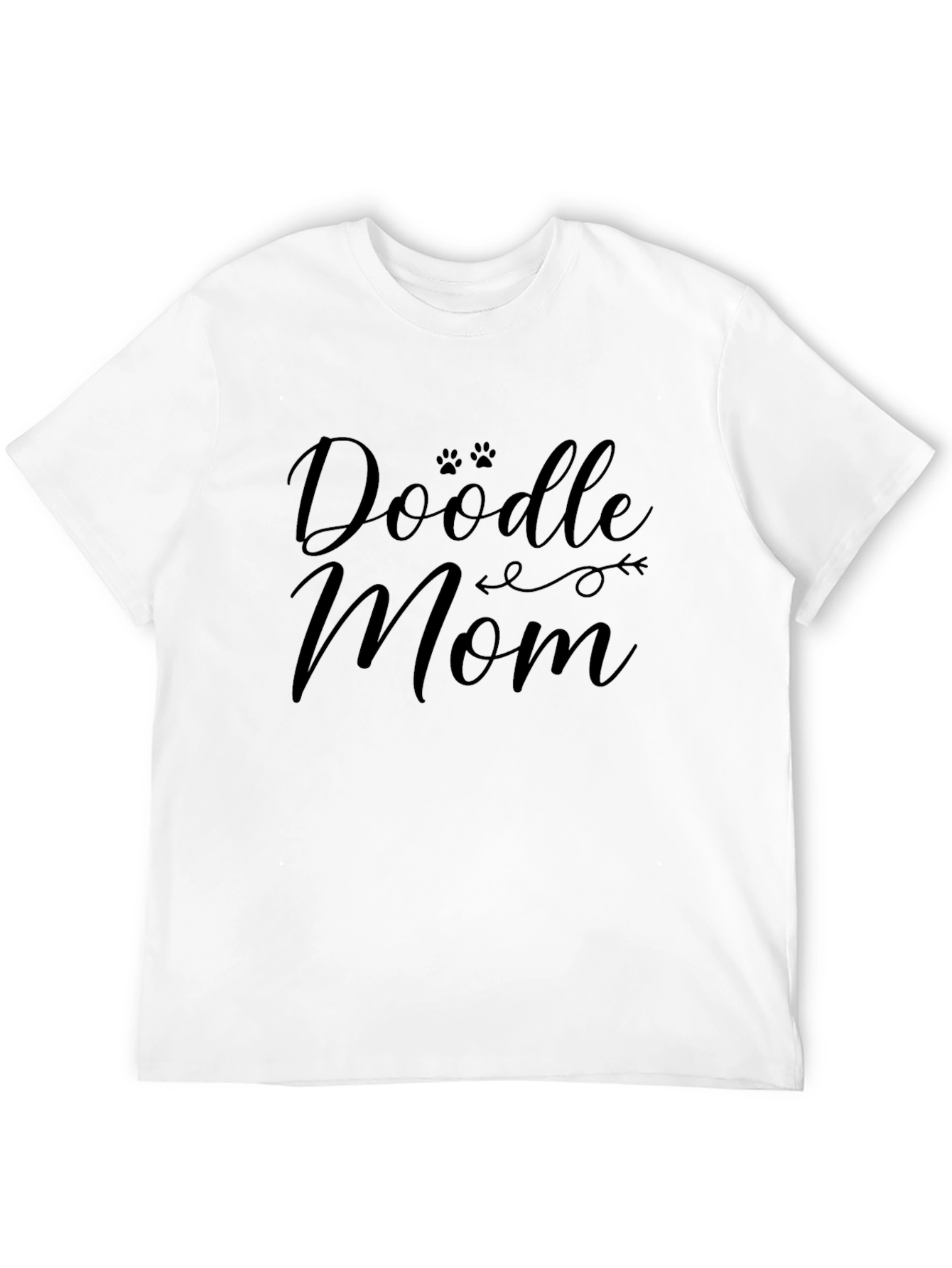 Doodle Mom Black T-Shirt: Paw Print Design