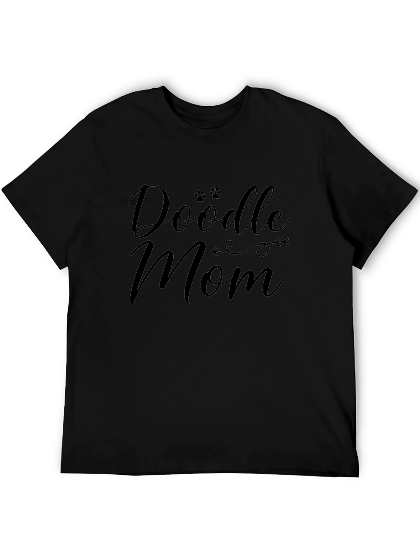Doodle Mom Black T-Shirt: Paw Print Design