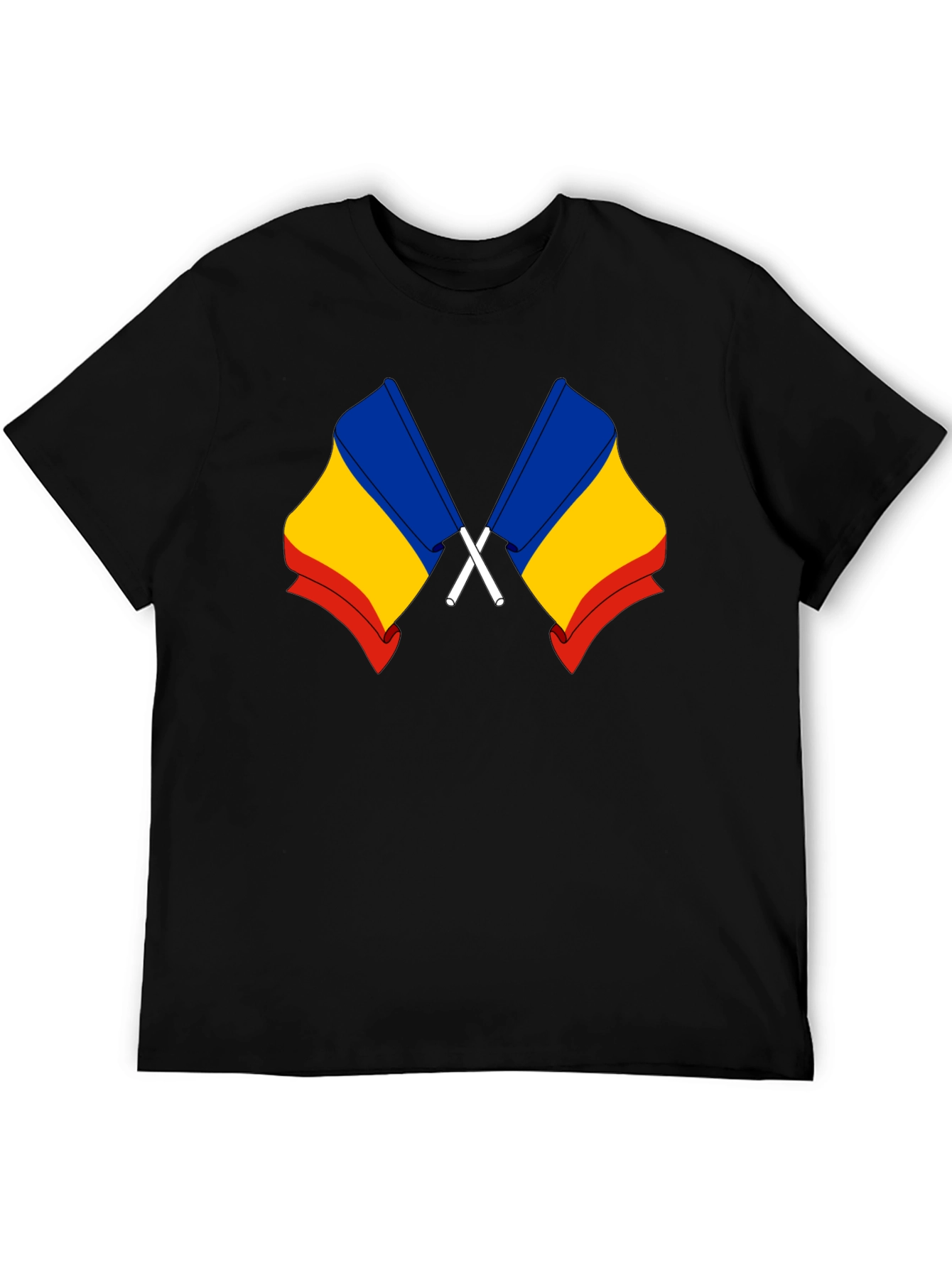 Romania Flag Black T-Shirt