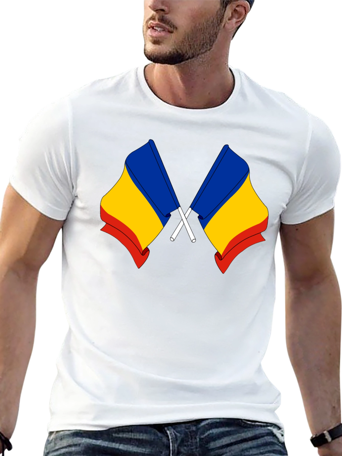 Romania Flag Black T-Shirt