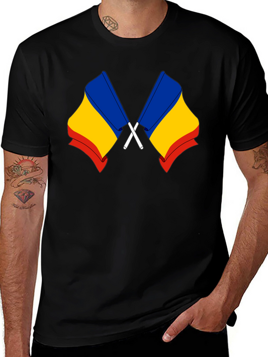 Romania Flag Black T-Shirt