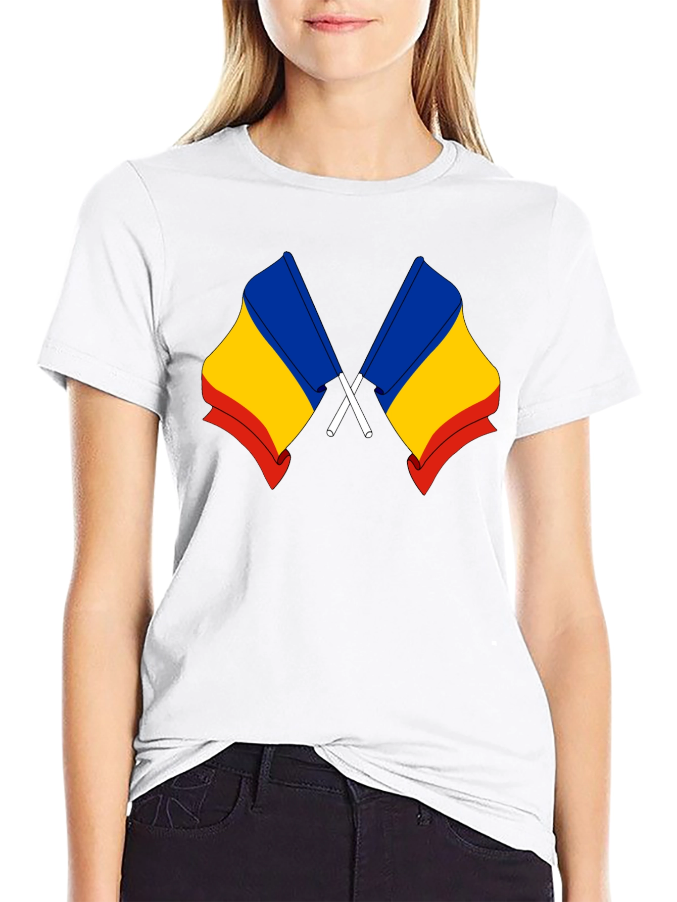 Romania Flag Black T-Shirt