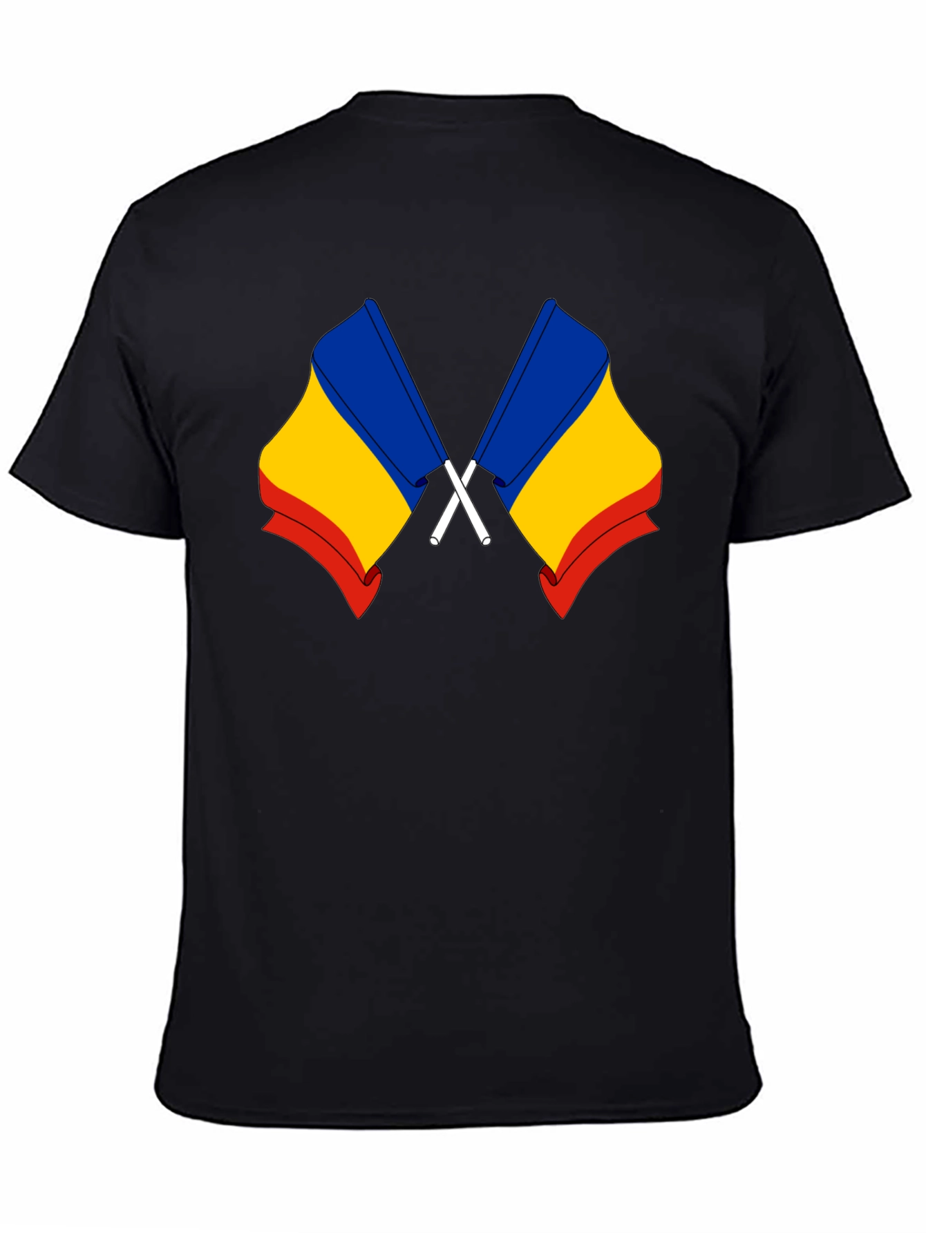 Romania Flag Black T-Shirt