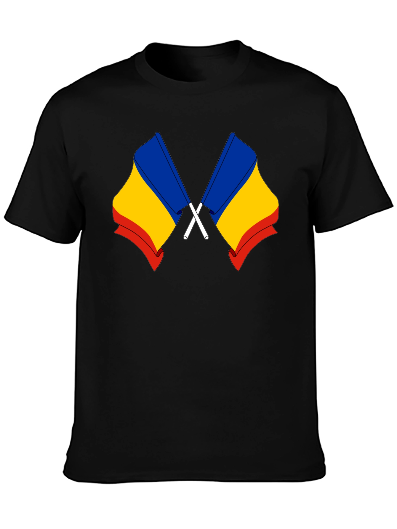 Romania Flag Black T-Shirt