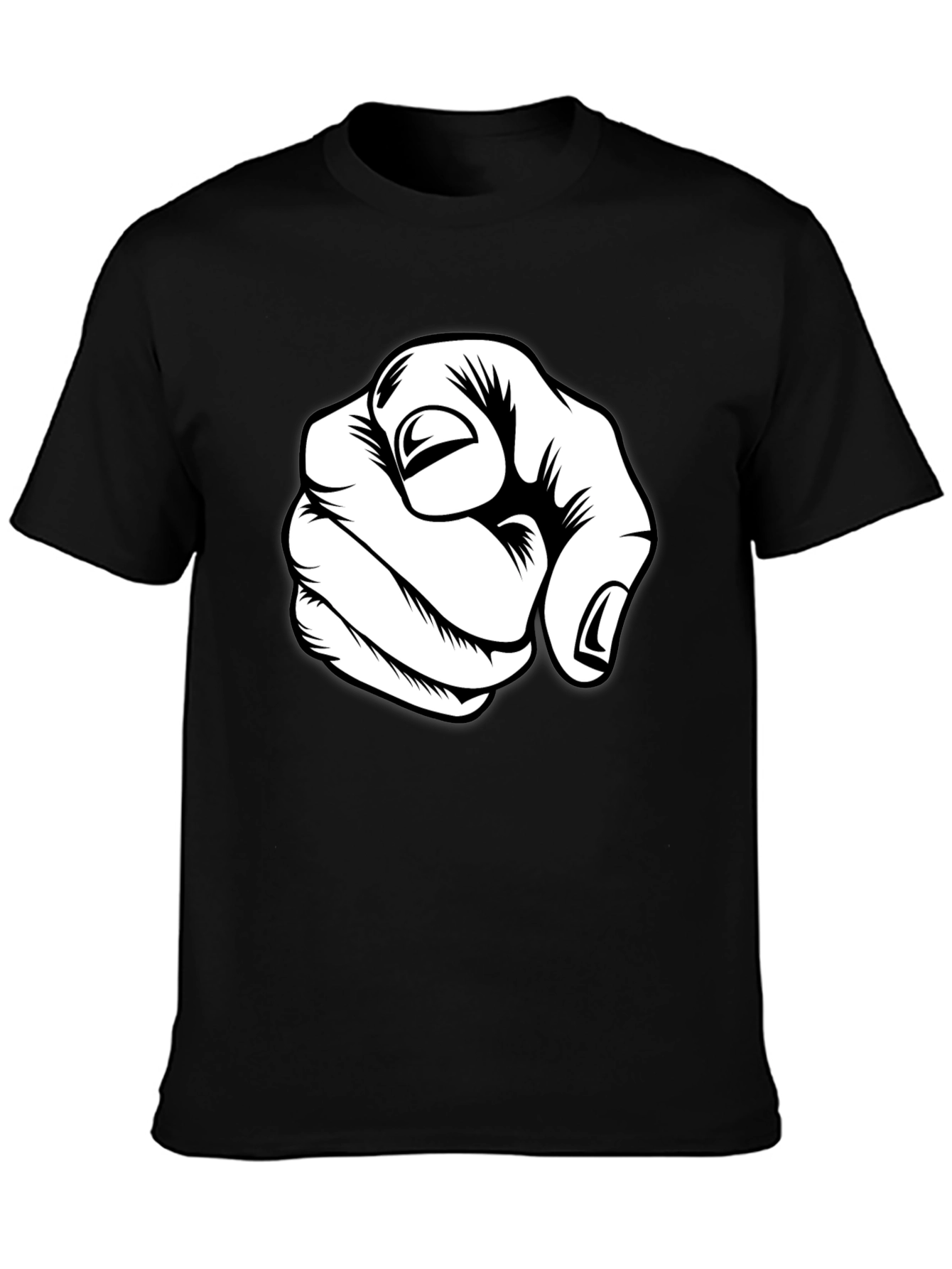 Pointing Finger Graphic Tee - Black Cotton Blend
