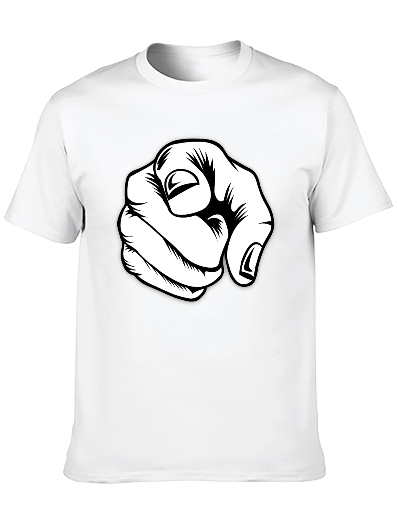 Pointing Finger Graphic Tee - Black Cotton Blend