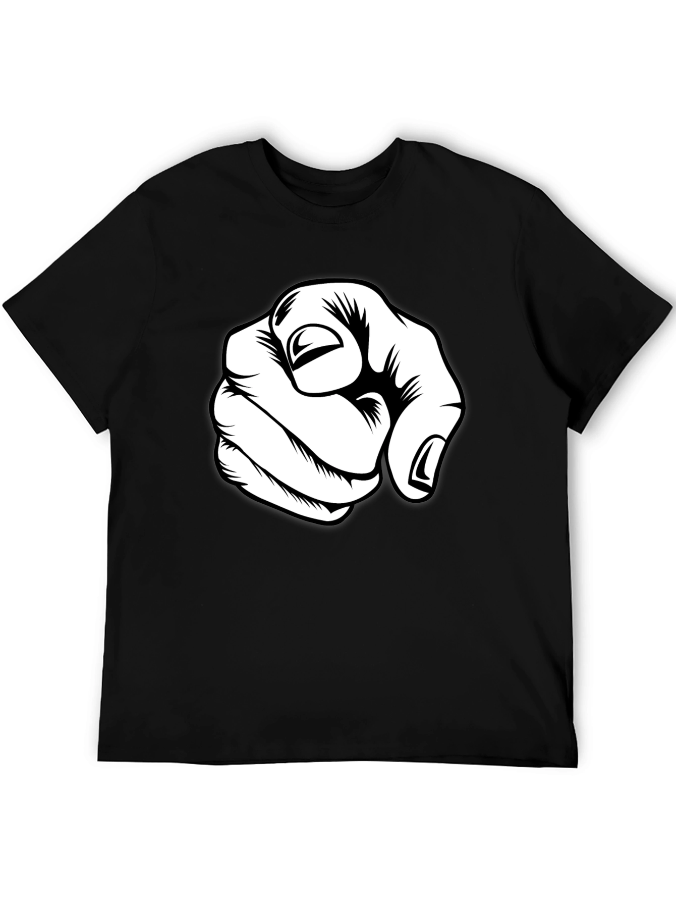 Pointing Finger Graphic Tee - Black Cotton Blend