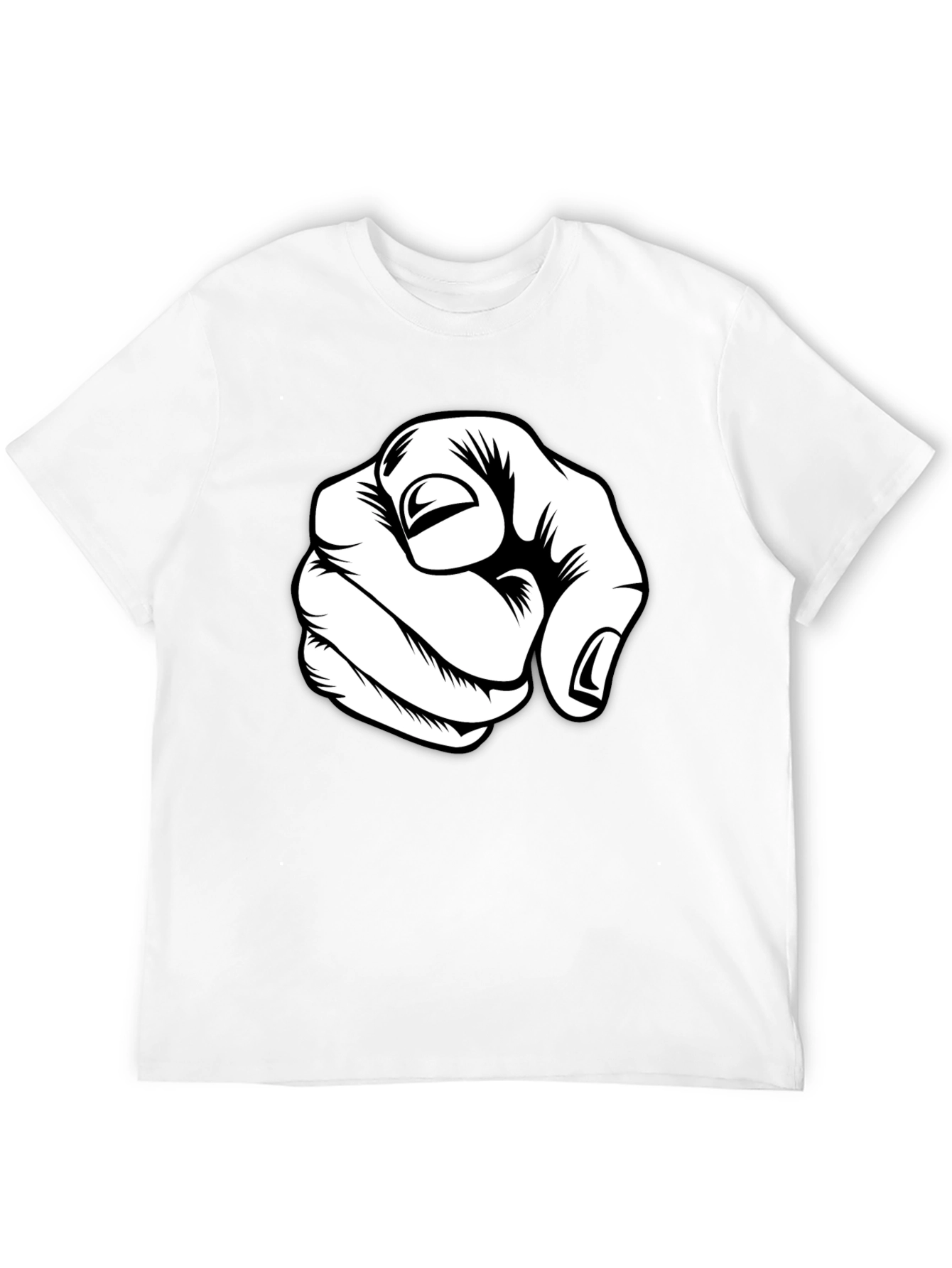 Pointing Finger Graphic Tee - Black Cotton Blend