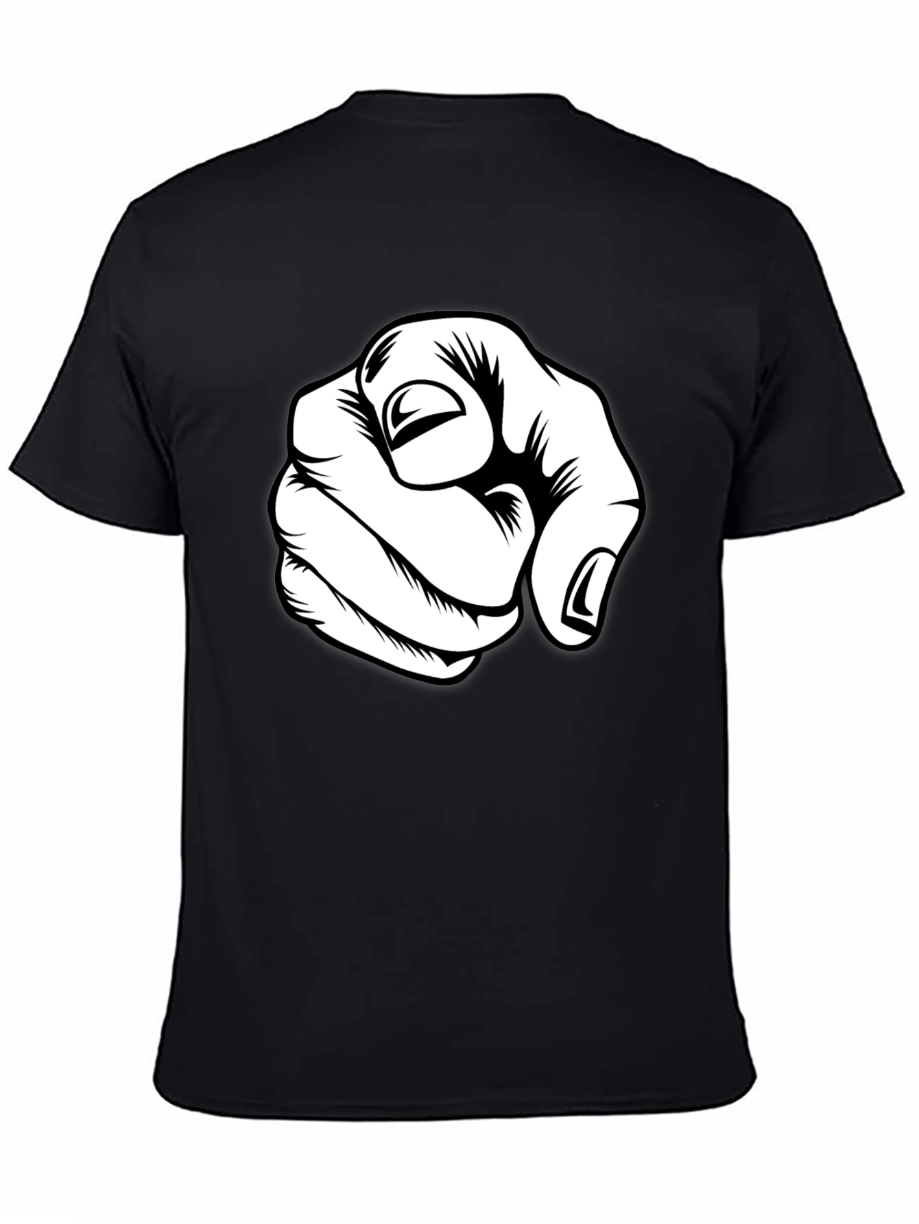 Pointing Finger Graphic Tee - Black Cotton Blend