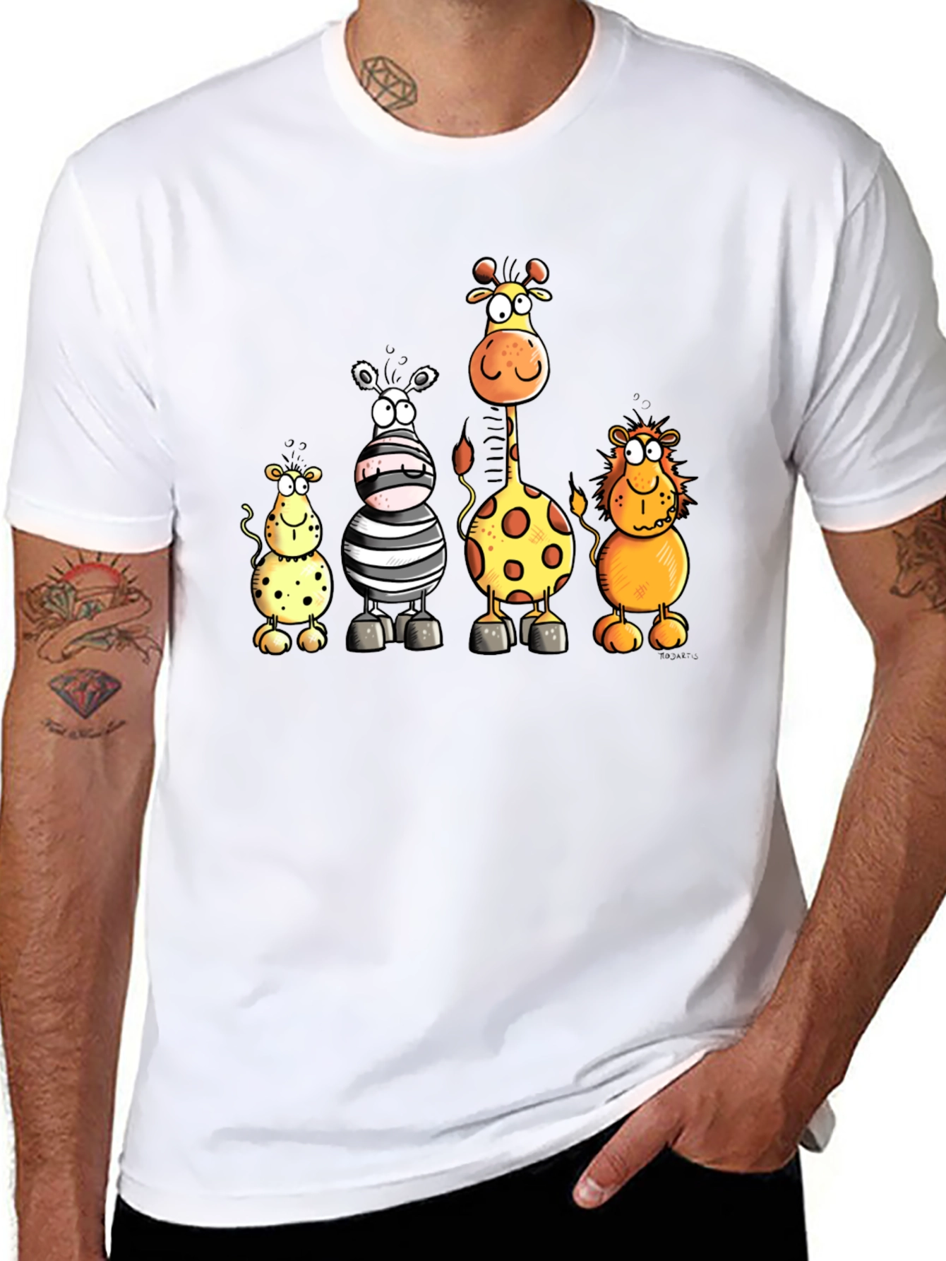 Cartoon Safari Animal T-Shirt - Fun Graphic Tee