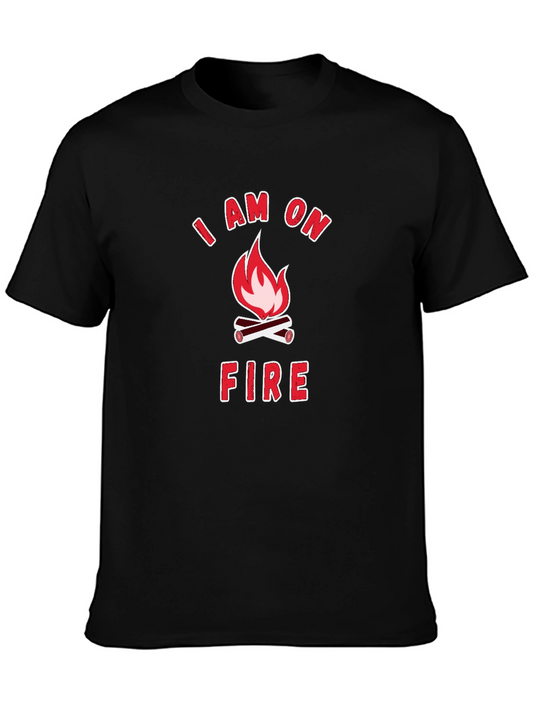 I Am On Fire Graphic Tee - Black Cotton T-Shirt