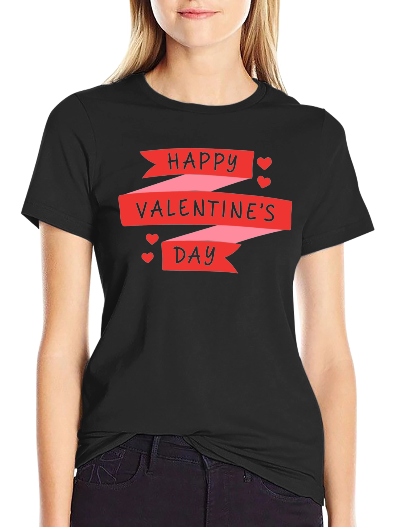 Happy Valentines Day Black T-Shirt