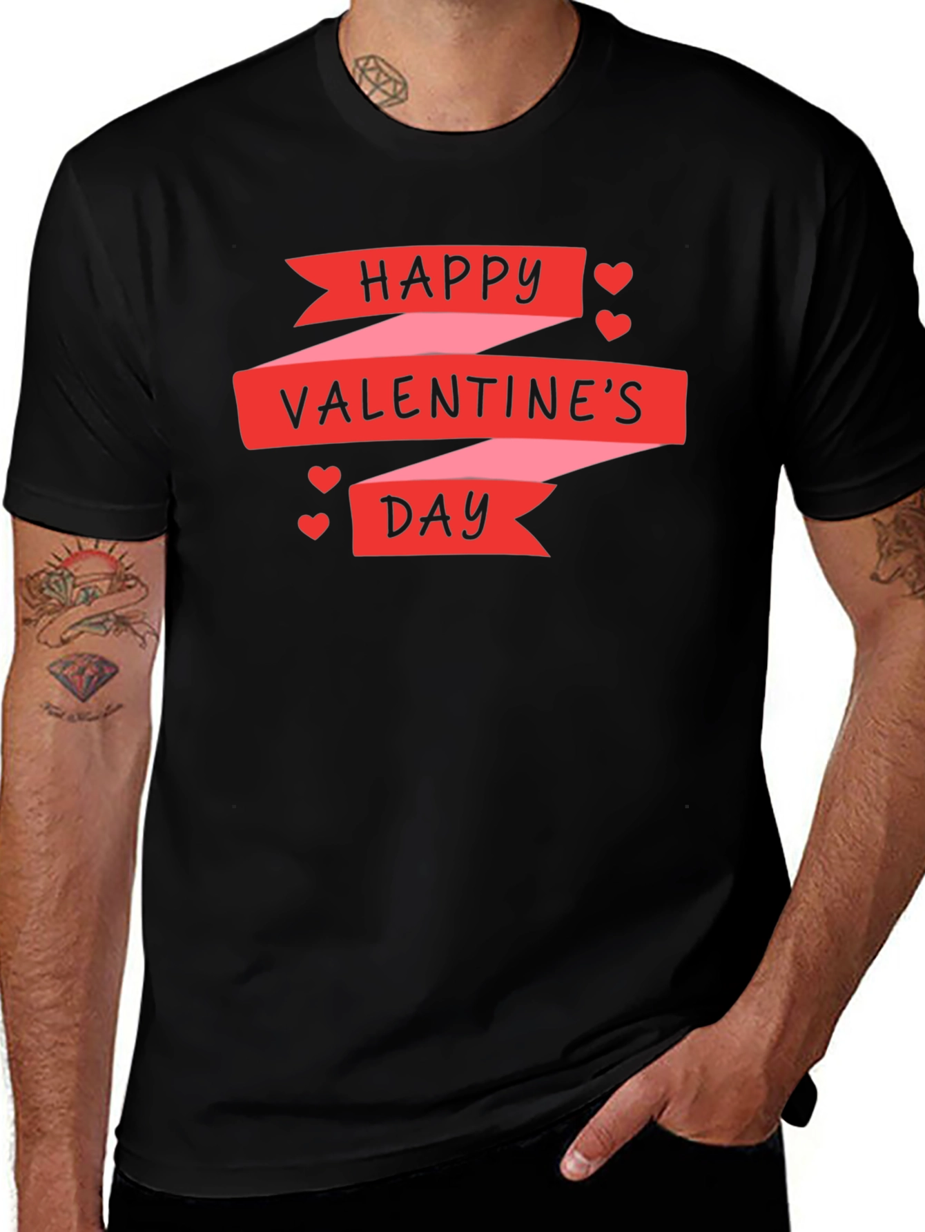 Happy Valentines Day Black T-Shirt