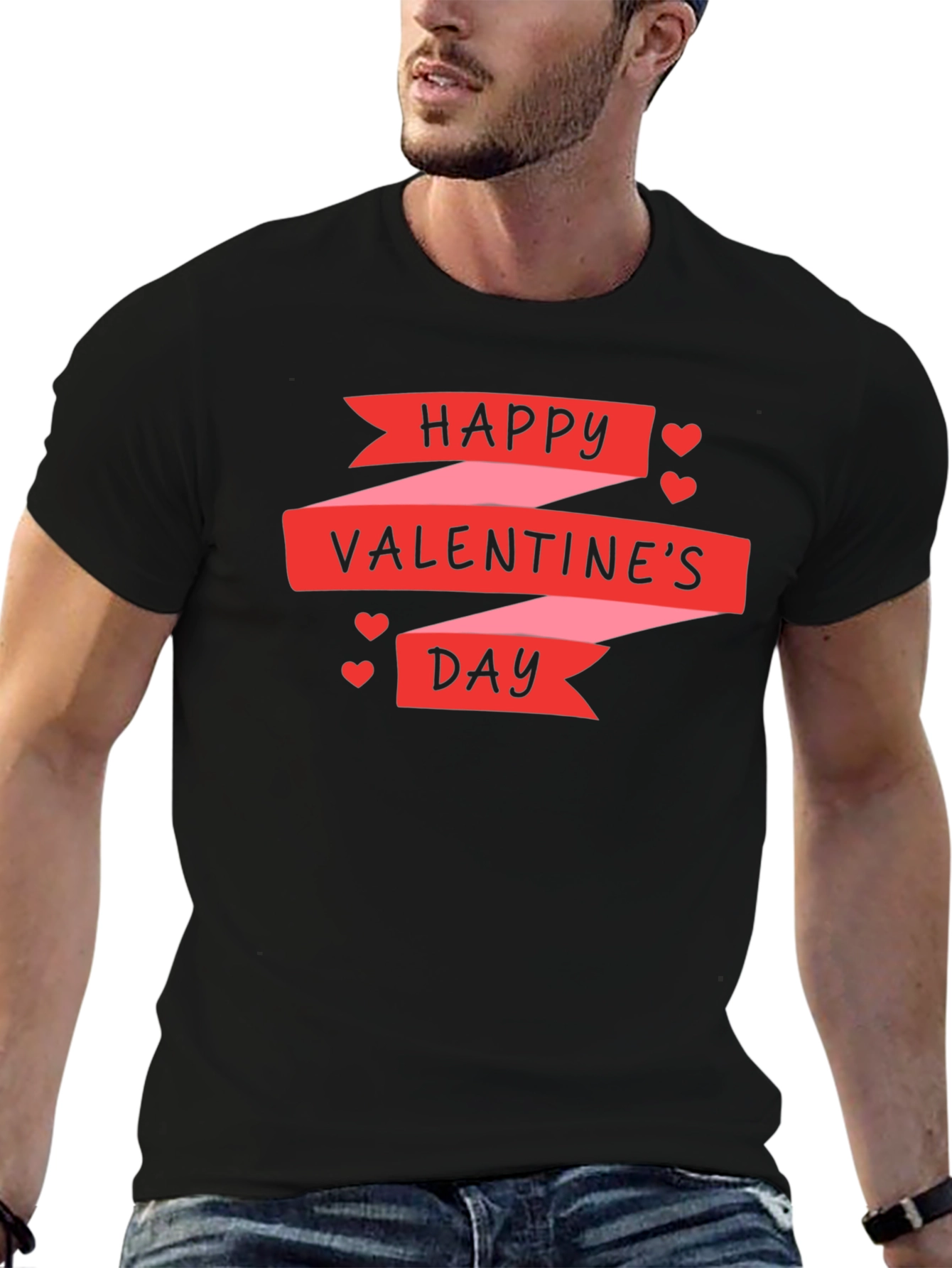 Happy Valentines Day Black T-Shirt